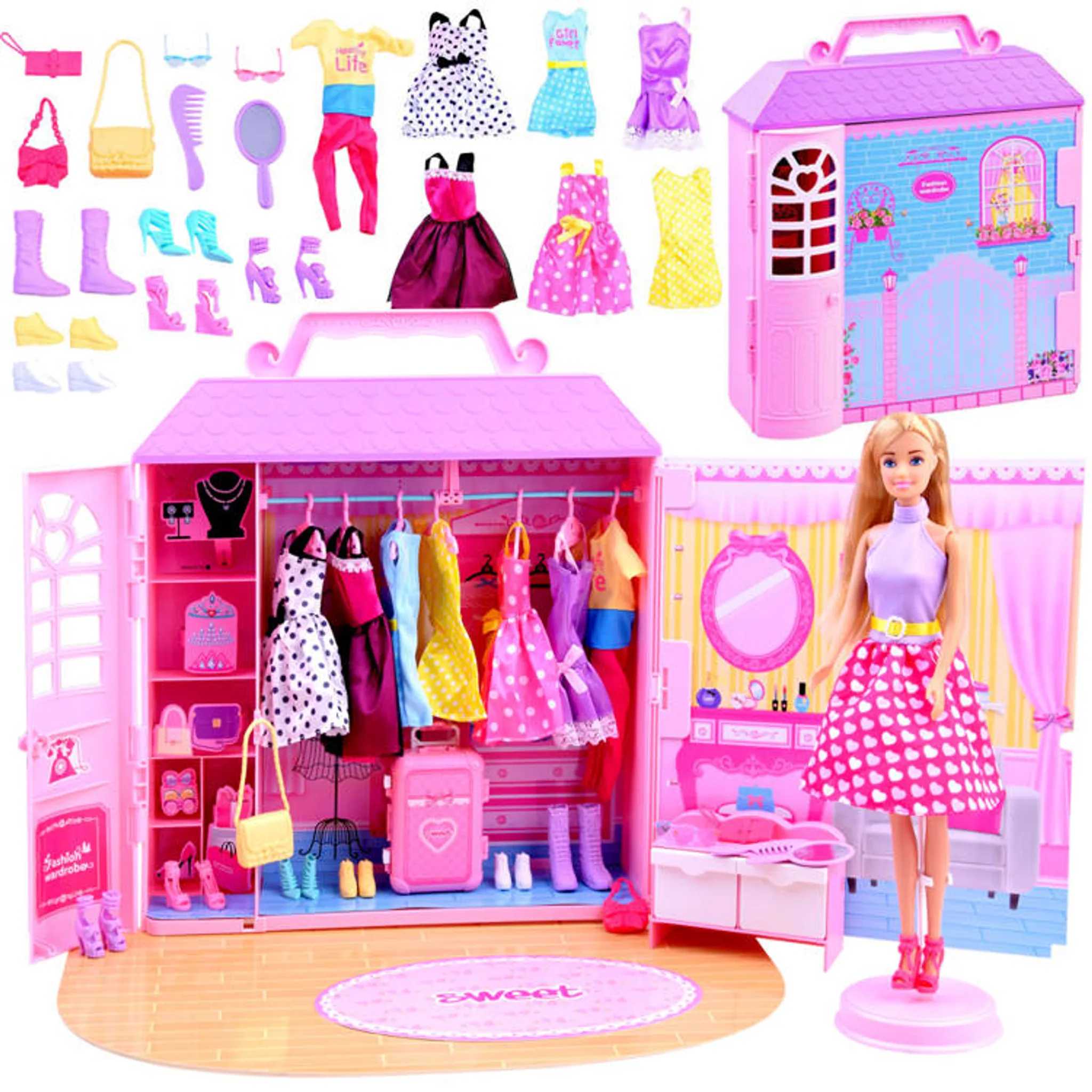 Гардероб барби. Кукла Барби с гардеробом. Шкаф для Барби с одеждой и аксессуарами. Шкаф для одежды Барби. Гардеробная для кукол.