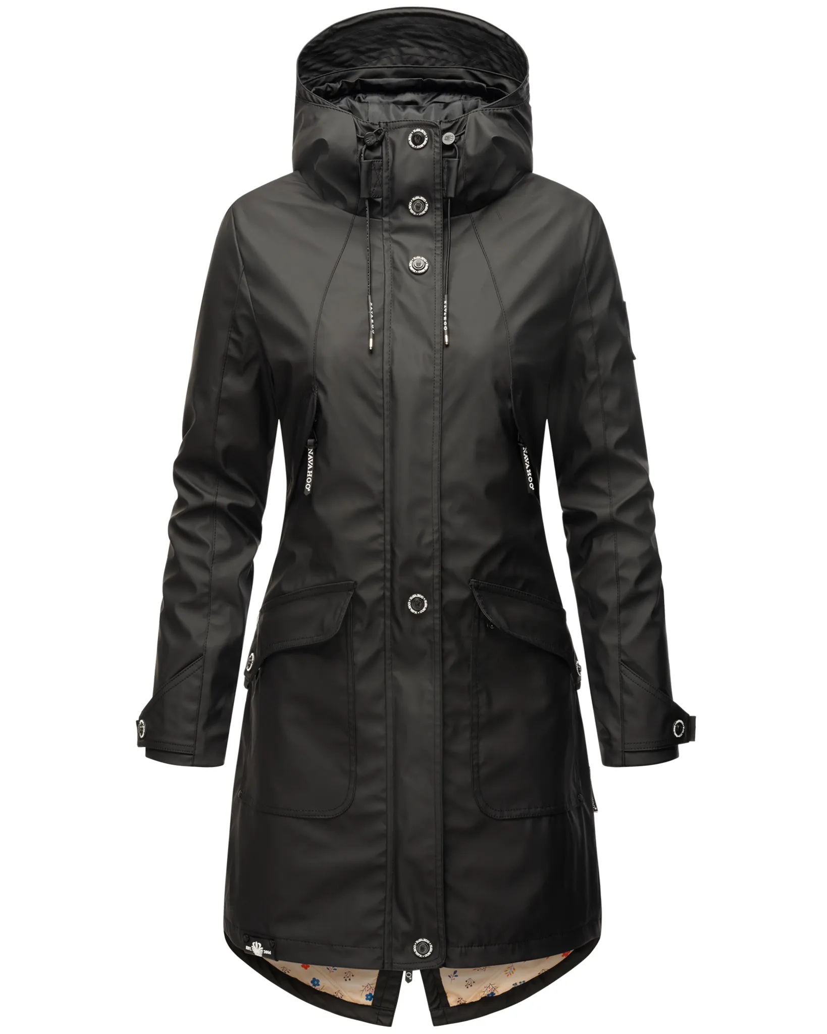 Outdoor Gr. Damen Schötchen Regenjacke Mantel Kapuze Regenmantel - Schwarz 38 mit Übergangsjacke M Navahoo Kurzmantel
