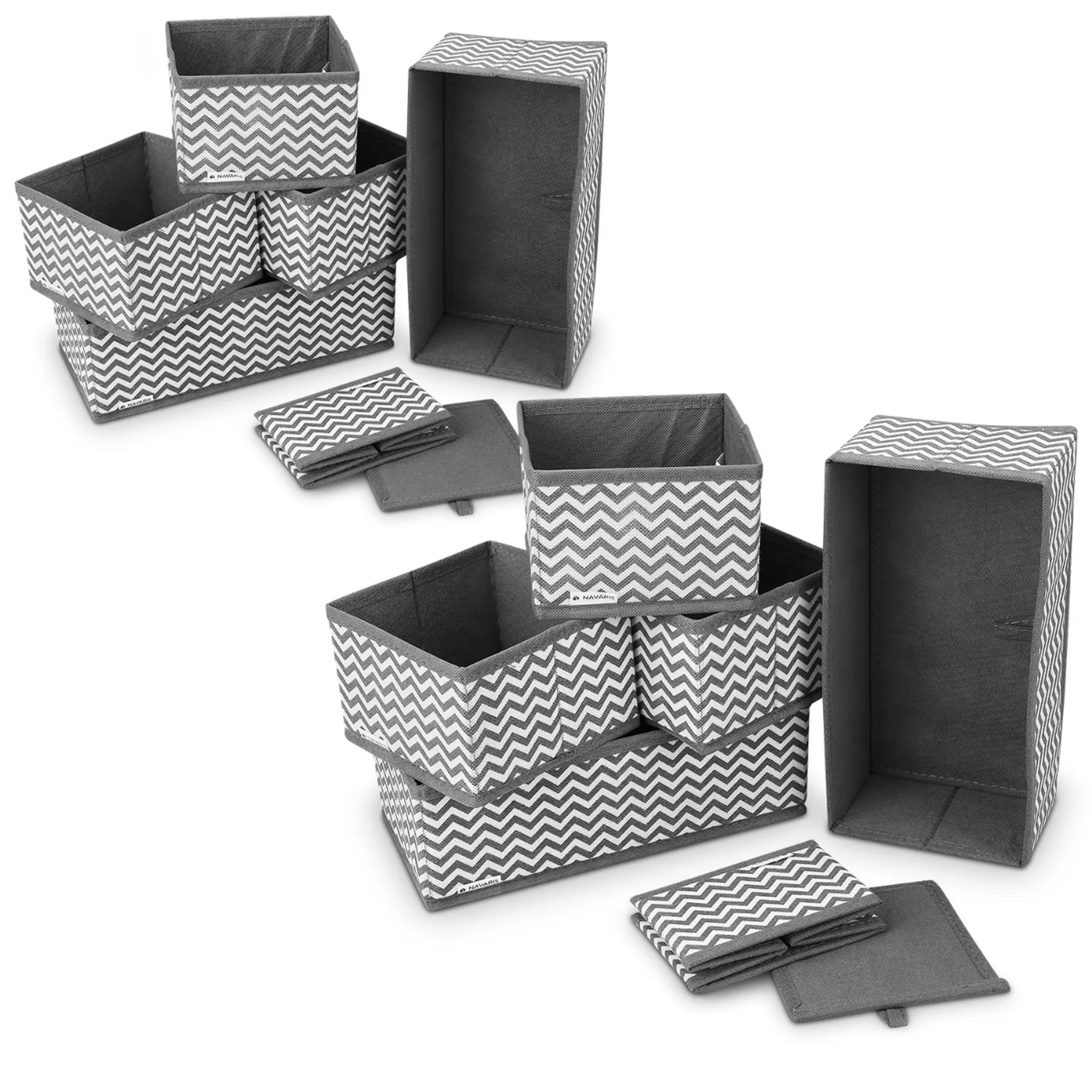 3er Set Filz Aufbewahrungsbox faltbar, graumeliert/dunkelgrau