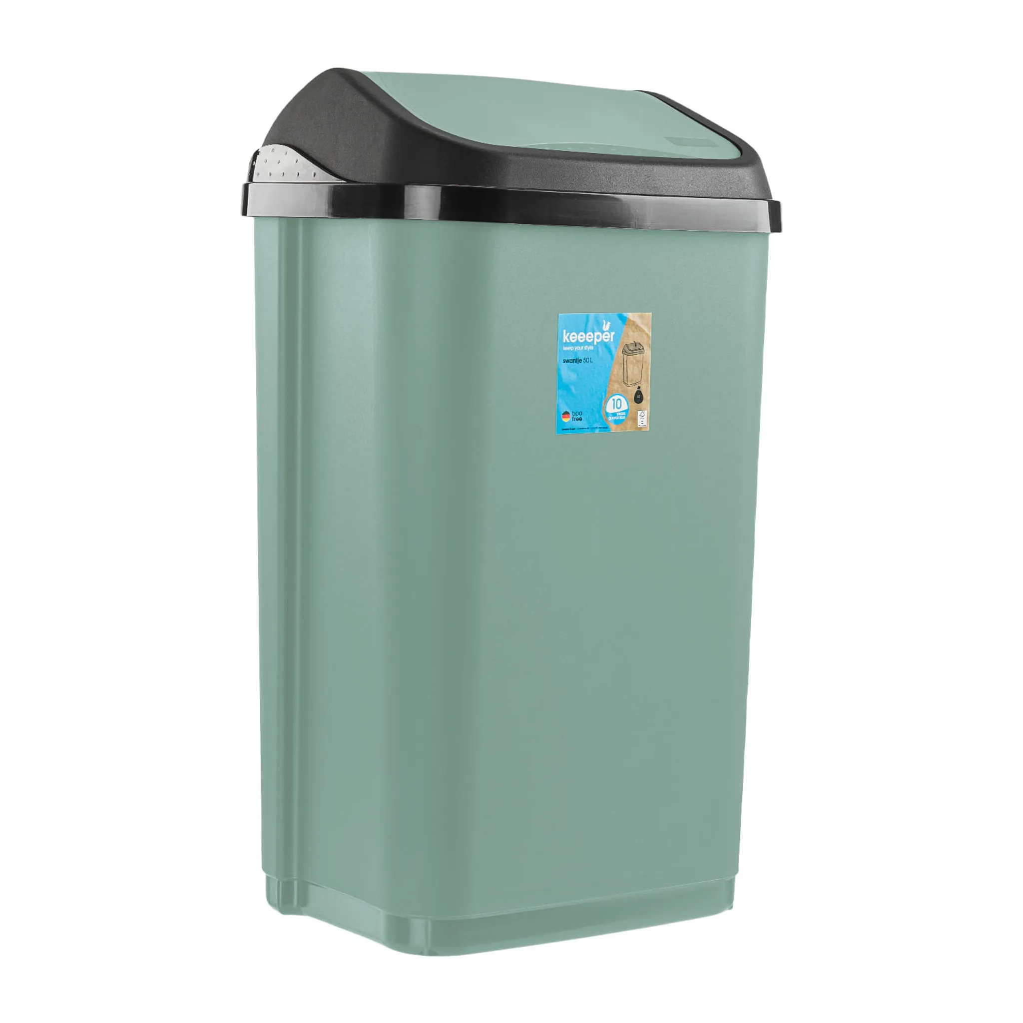 keeeper Mülleimer Swantje 50L Schwingdeckel Abfalleimer Kunststoff Nordic Green
