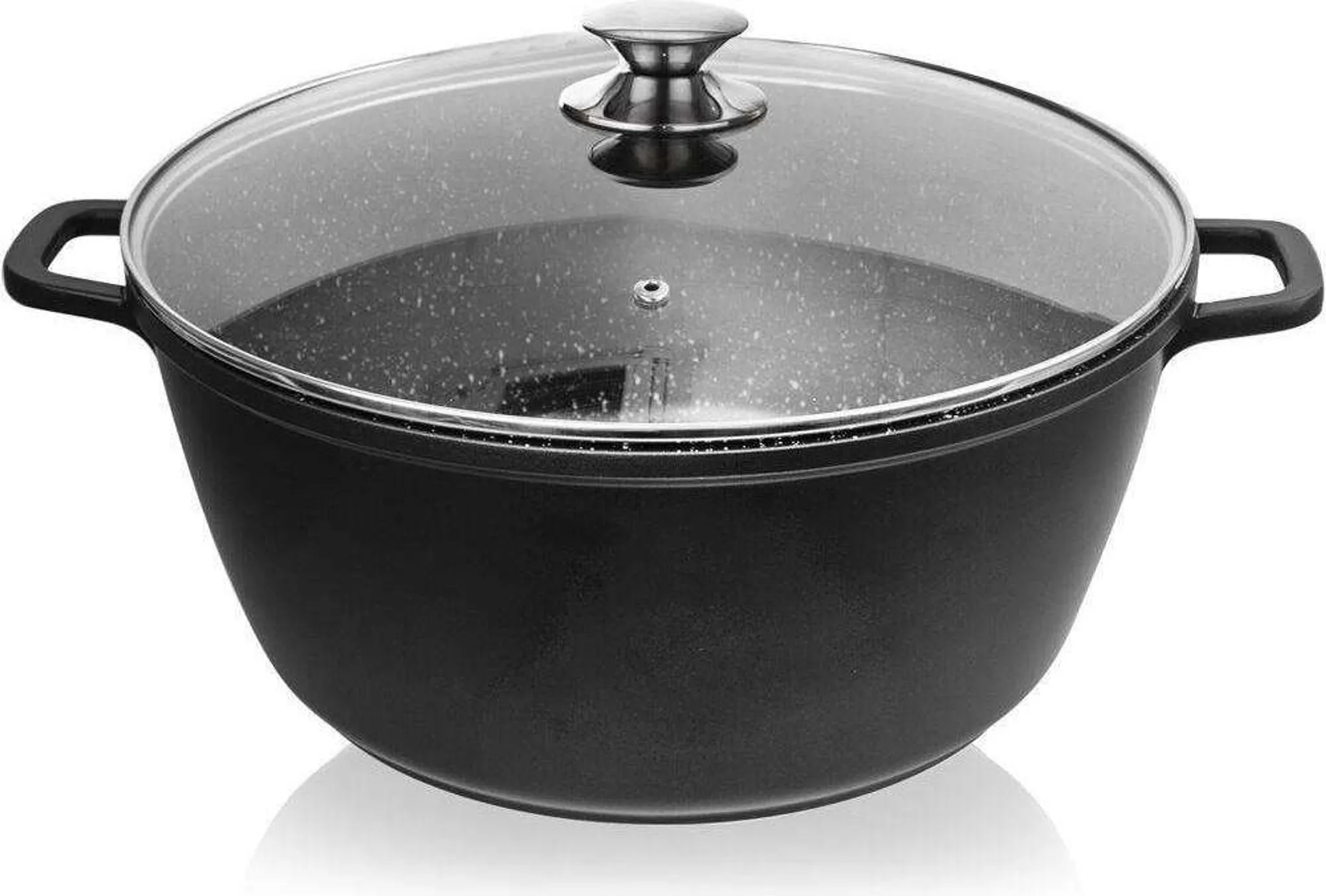 KINGHOFF KH-1596 Pentola In Marmo 5,6 L 26 Cm Con Coperchio In Vetro - Rivestimento Antiaderente COOKMARK Per Induzione
