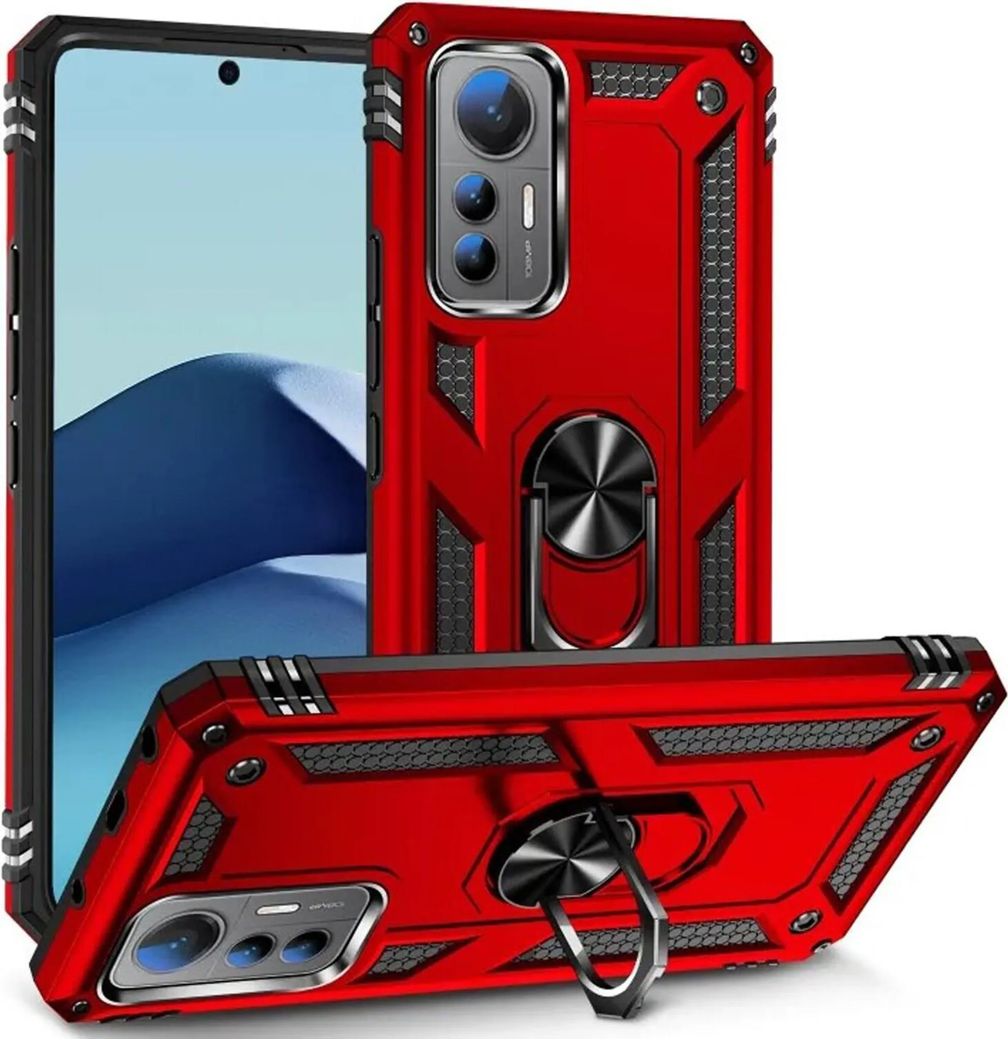 TEYYOS Handyhülle Für Xiaomi Redmi A1 – Hybrid-Cover Mit Standfuß, Stoßfest, Grau, TPU/PC