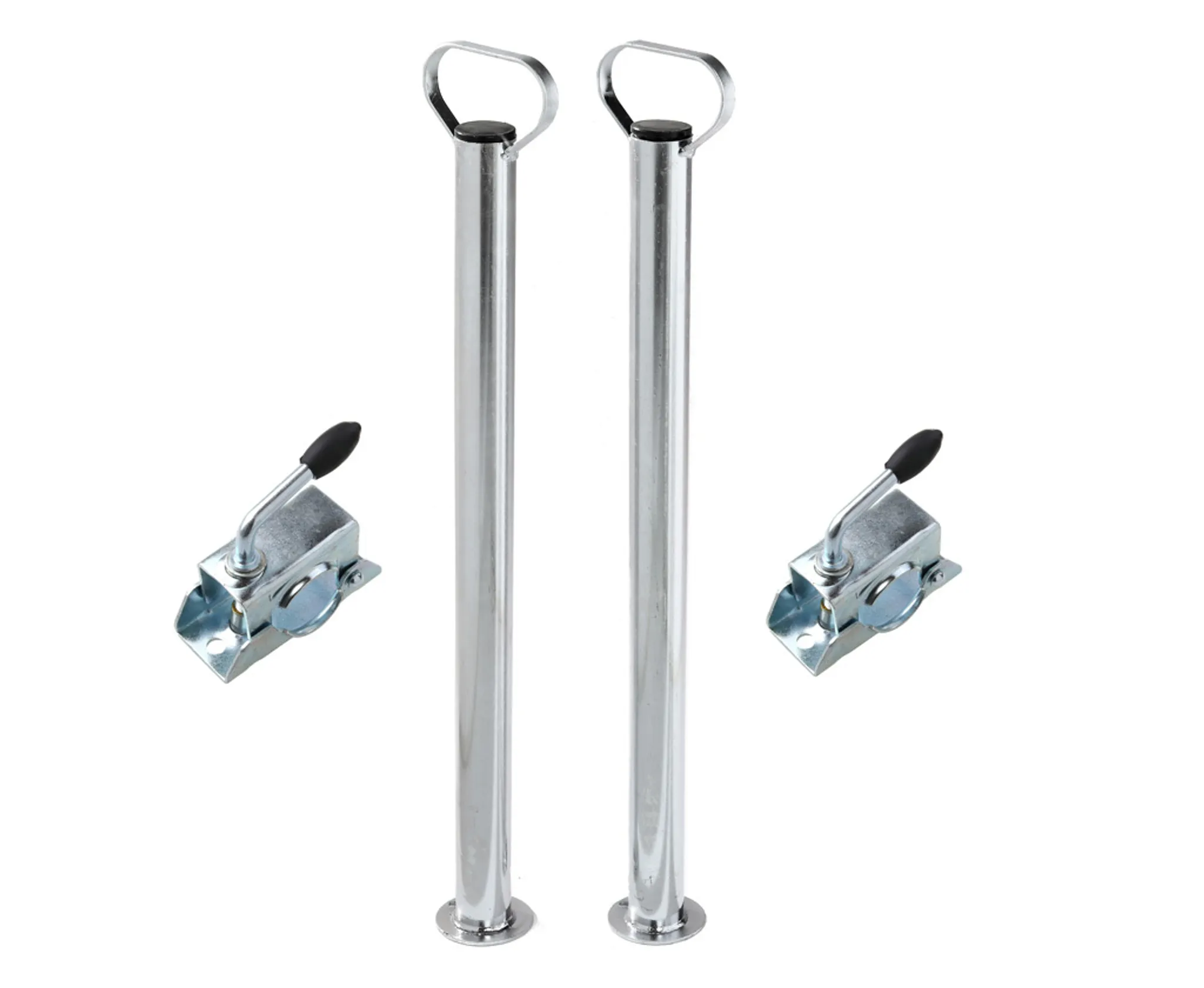 Anhänger Stützenerfahre Anhänger Stützen 600mm (300kg Stützlast) | Abstellstütze Anhänger Aus Verzinktem Stahl | Strapazierfähige 48mm Anhängerstütze | Stützfuß Anhänger 2 Stützen Mit Halterung