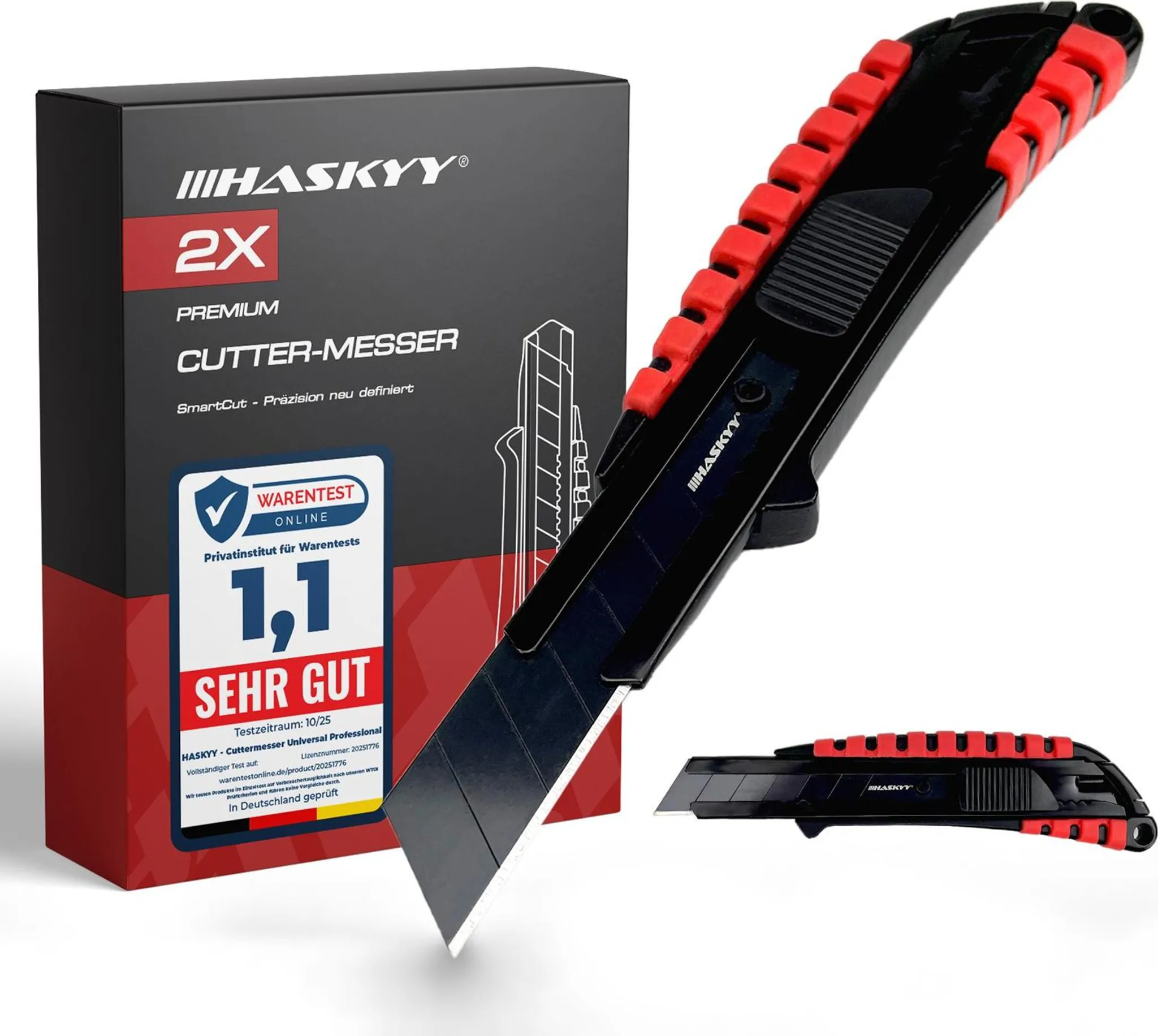Cutter Universel WORKPRO à Lame Rétractable - Professionnel Avec 10 Lames SK5 - Rouge