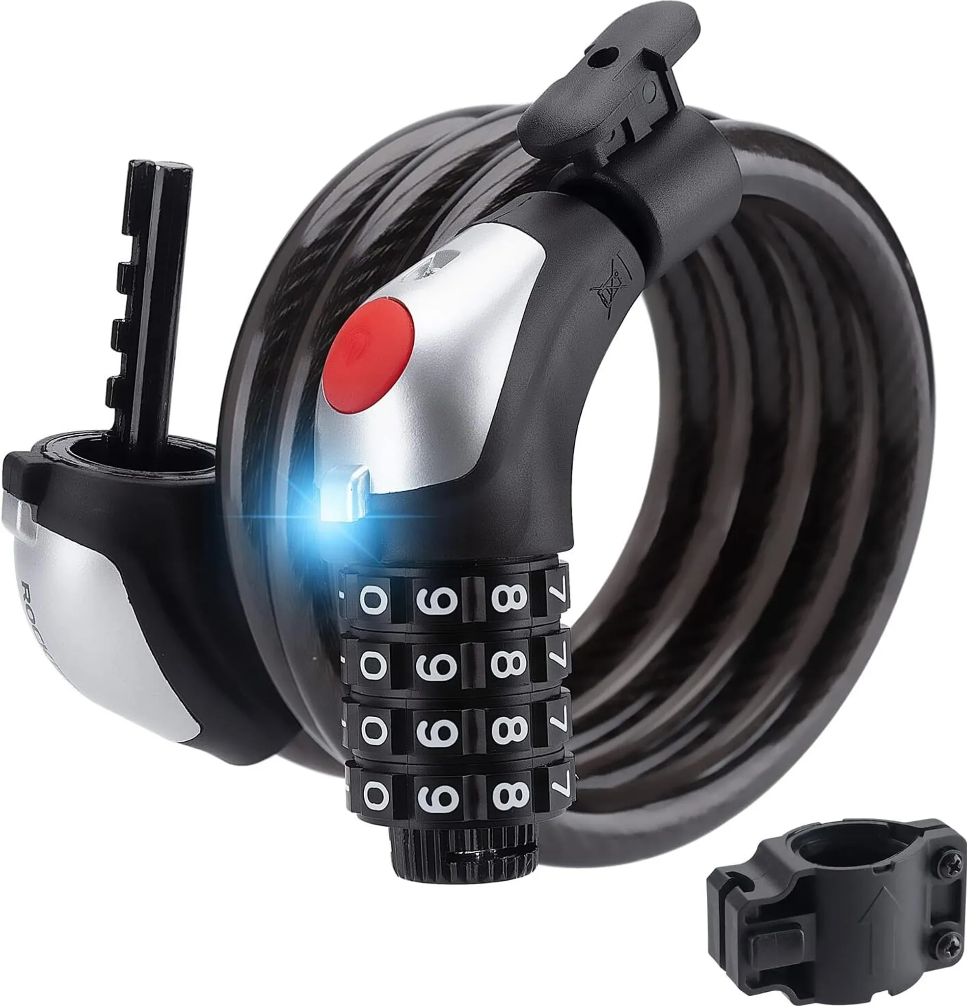 Antivol Câble à Code RockBros Pour Casque Vélo – Haute Sécurité, Portable, Noir