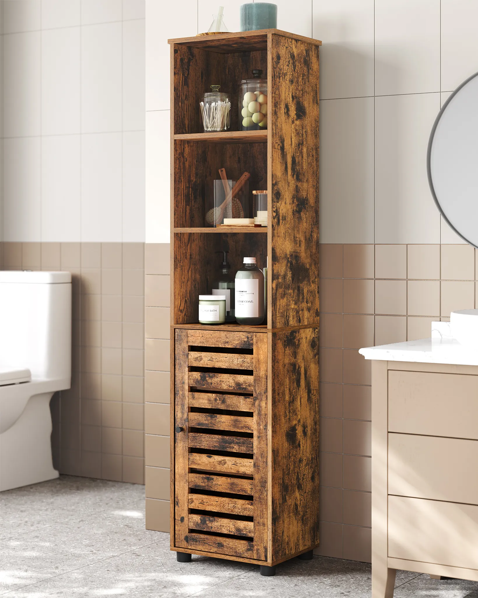 VASAGLE Badezimmerschrank 3 offene Fächer 2 verstellbare