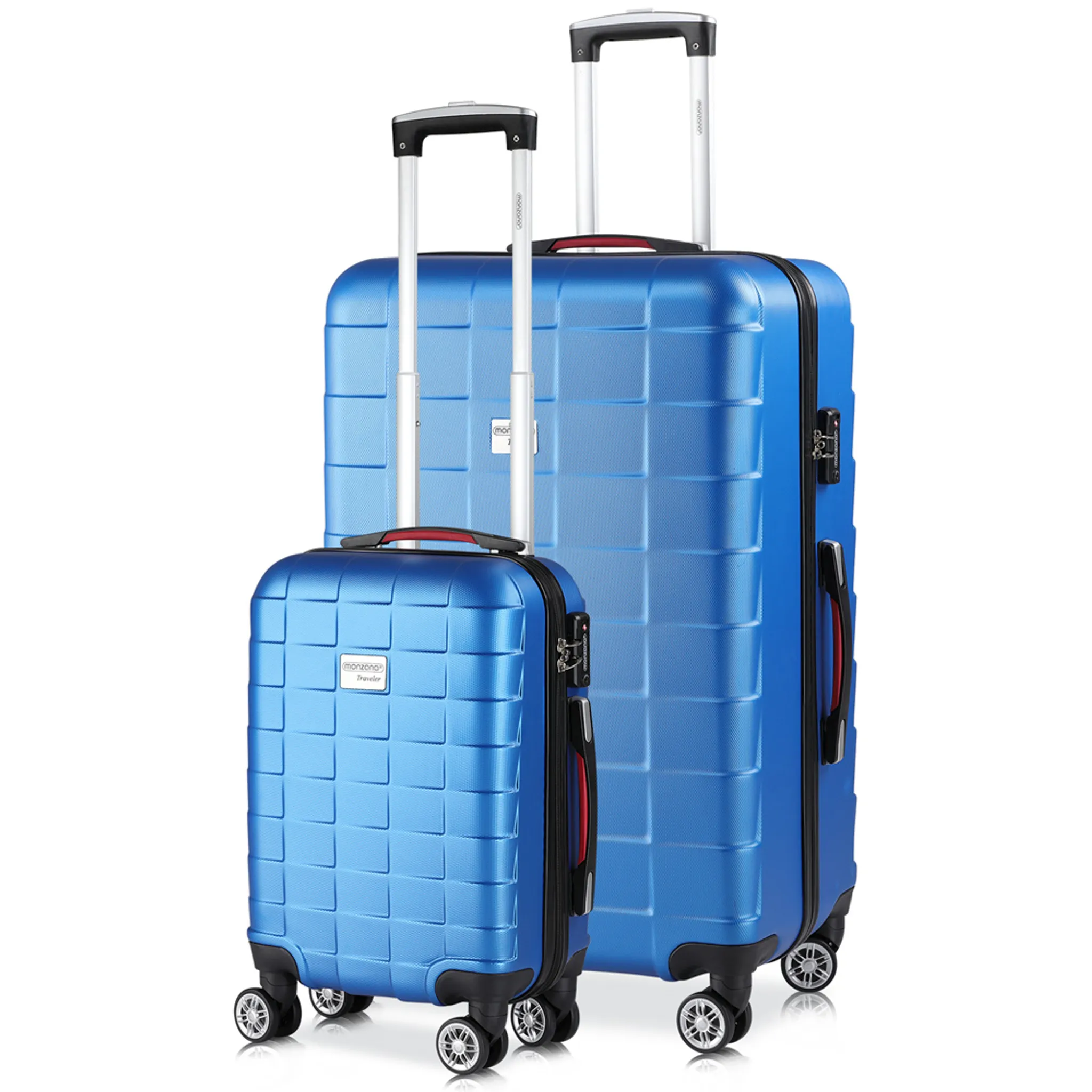 Arebos Premium Hartschalen Koffer Rollkoffer Reisekoffer Vergrößerbares Gepäck Handgepäck aus ABS Material mit TSA-Schloss und 4 Rollen blau, L 