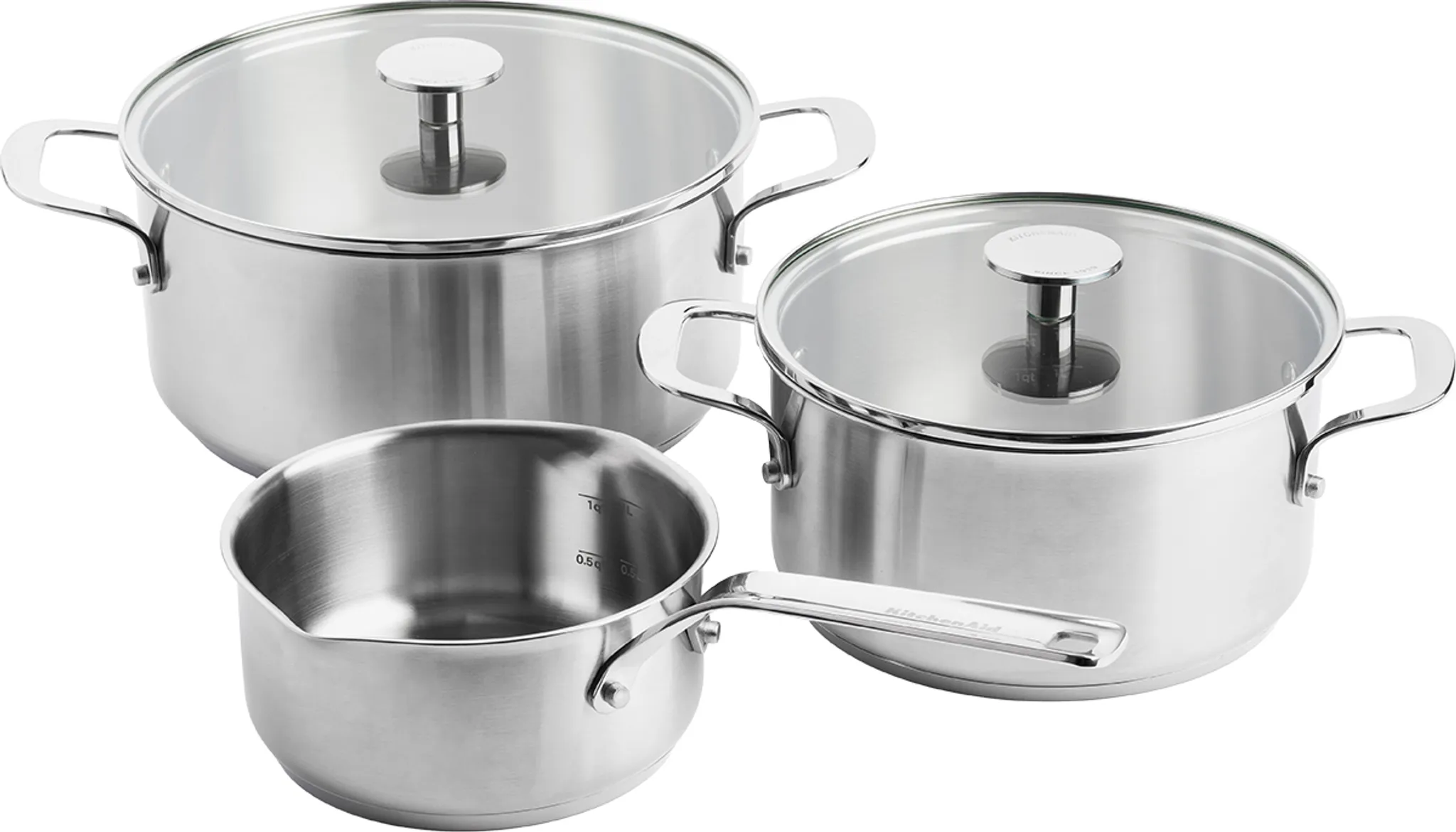 Set 3 Padelle Arpege In Acciaio Inox - Diametri 20, 24, 28 Cm, Fondo Triplo Spessore, Antiaderente Senza PFOA, Maniglia Rimovibile