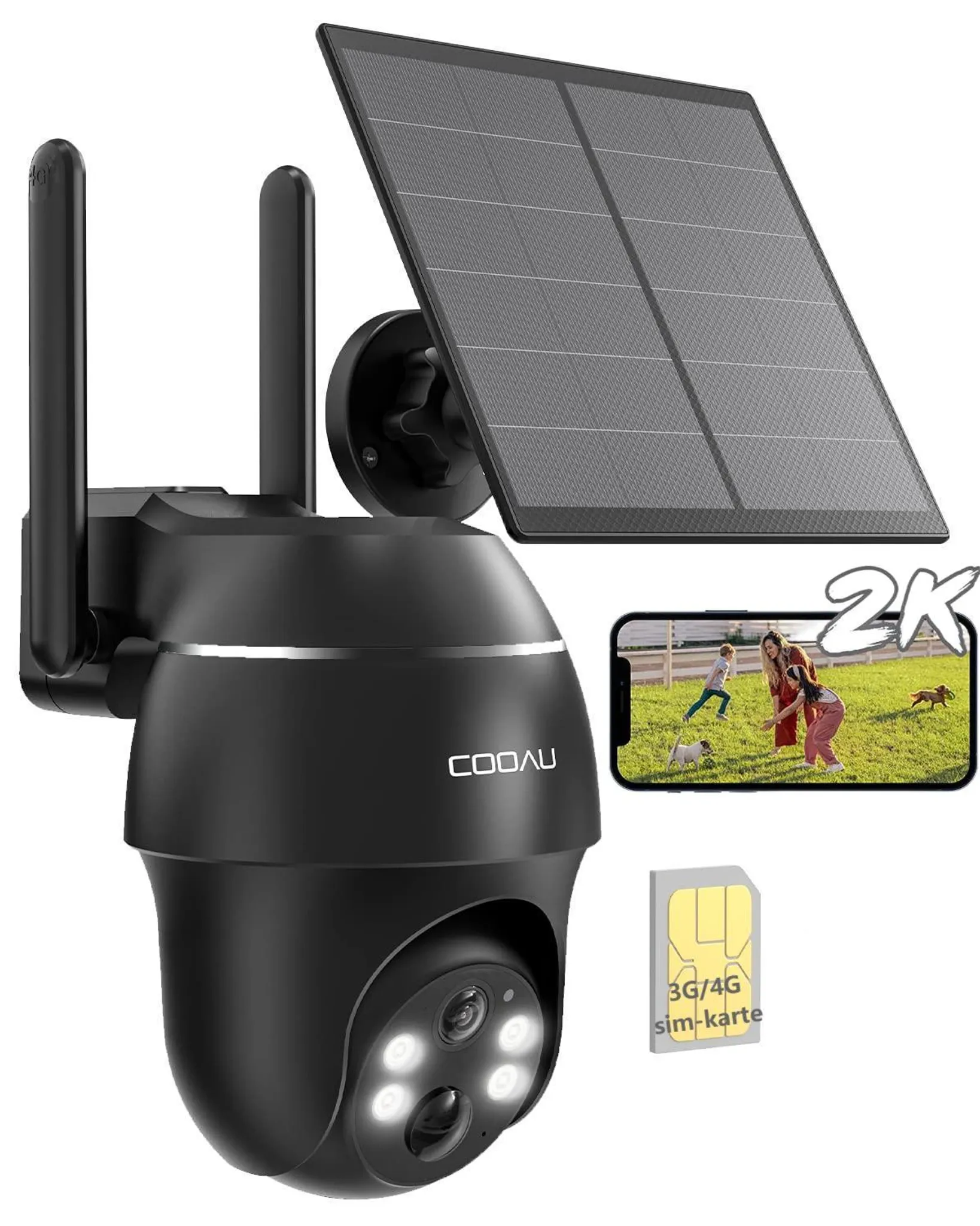 COOAU 4G LTE Überwachungskamera Außen mit