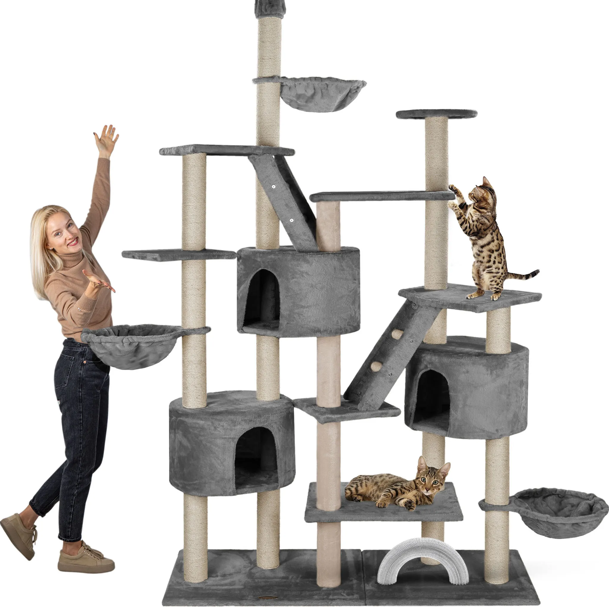 HAPPYPET Kratzbaum SIMBA deckenhoch 260cm XXL Grau