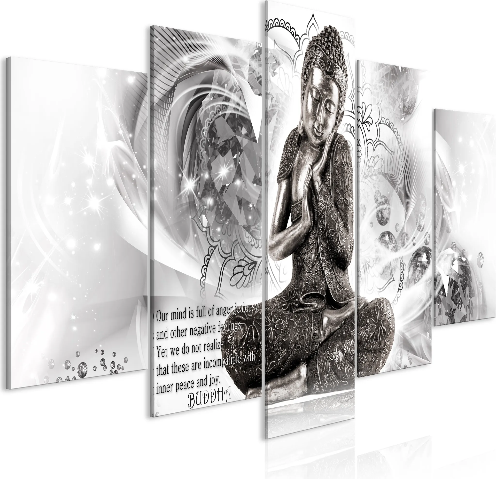 Tableau Mural Bouddha Sur Toile Intissé - Impression Décorative, Réf. H-C-0043-b-n, Neuf