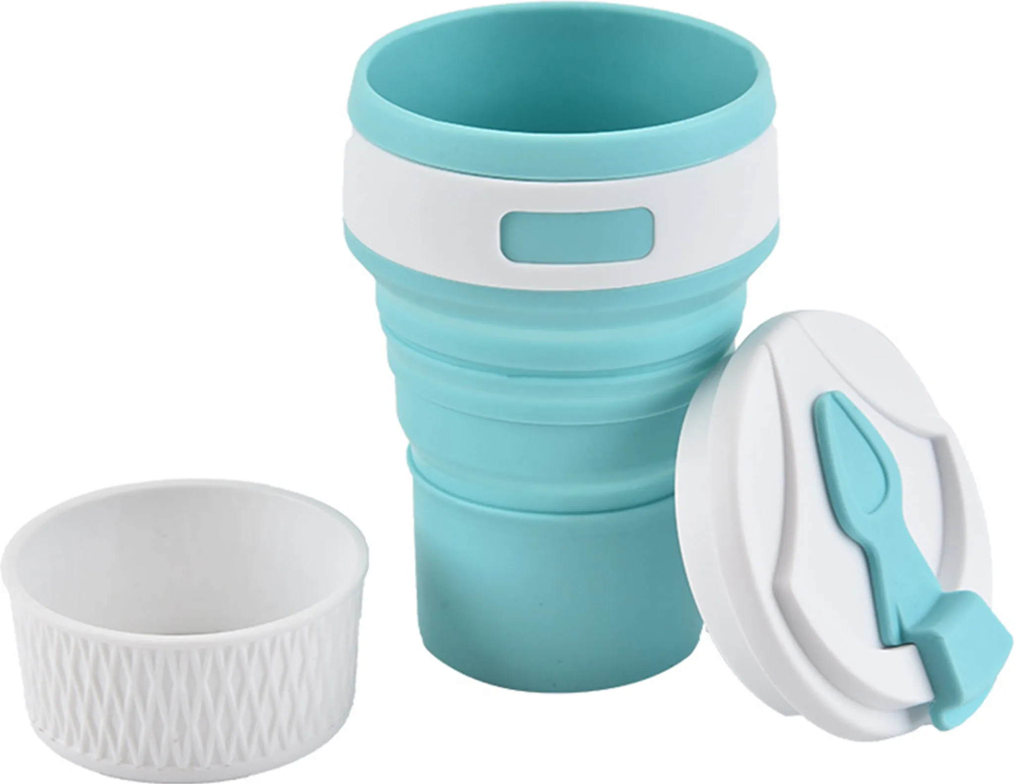 Zusammenklappbare Silikon-Wasserflasche – 530 Ml, Auslaufsicher, Lebensmittelecht (Aqua Blue)