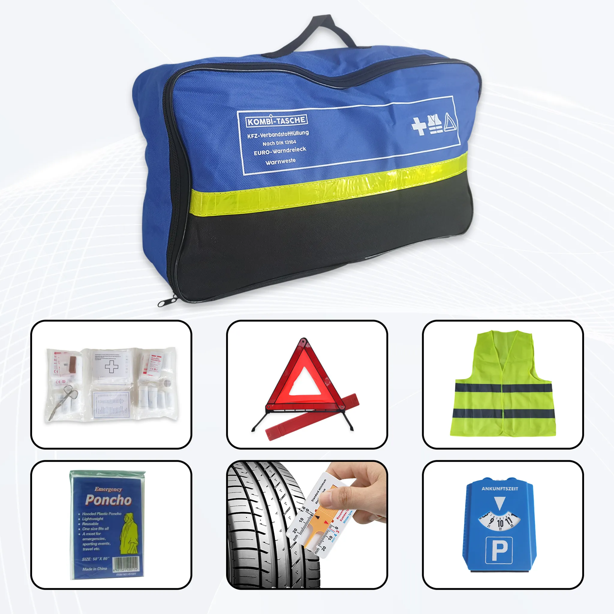 autogadget® Erste-Hilfe-Set 6 in 1 - Auto Erste Hilfe Set 2024