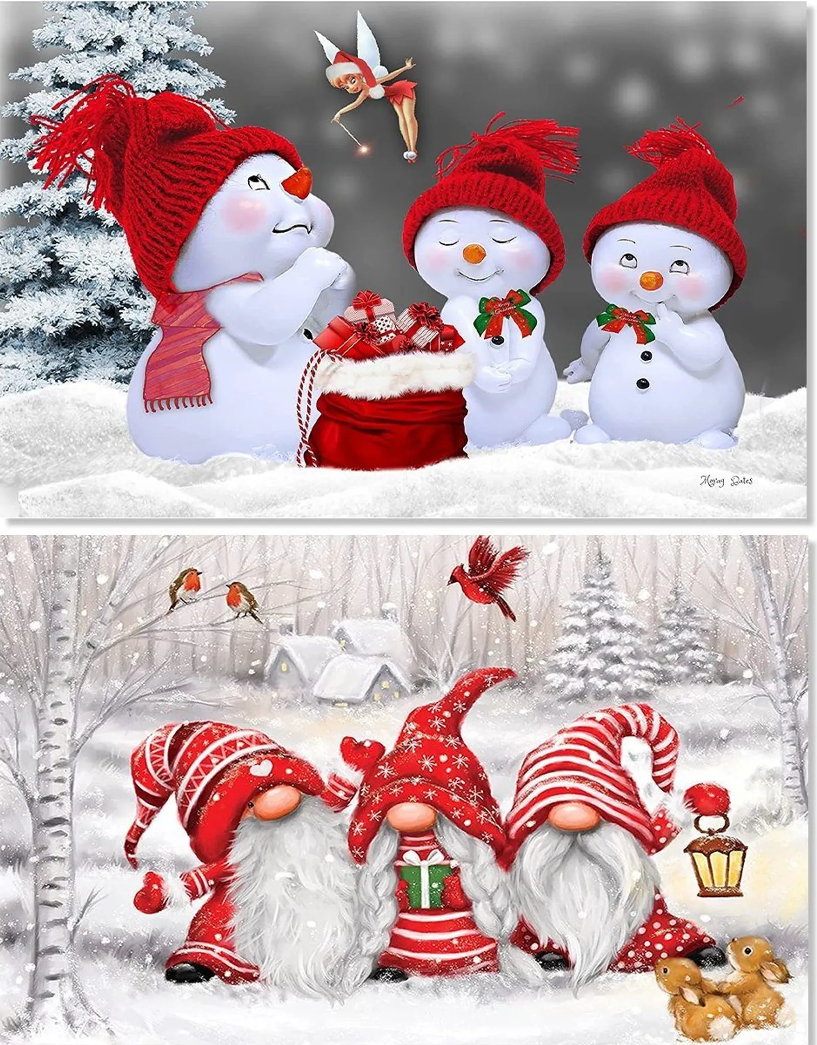 MAXBYE DIY Diamant Painting Schneemann – 5D Diamond Art Set, 30x40 Cm, Für Erwachsene & Kinder, Weihnachtsdekoration