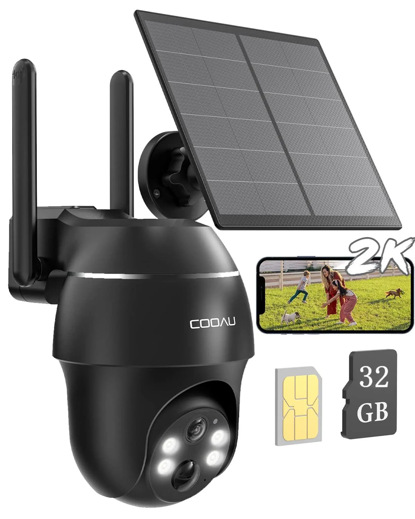 COOAU 4G LTE Solar Überwachungskamera Außen