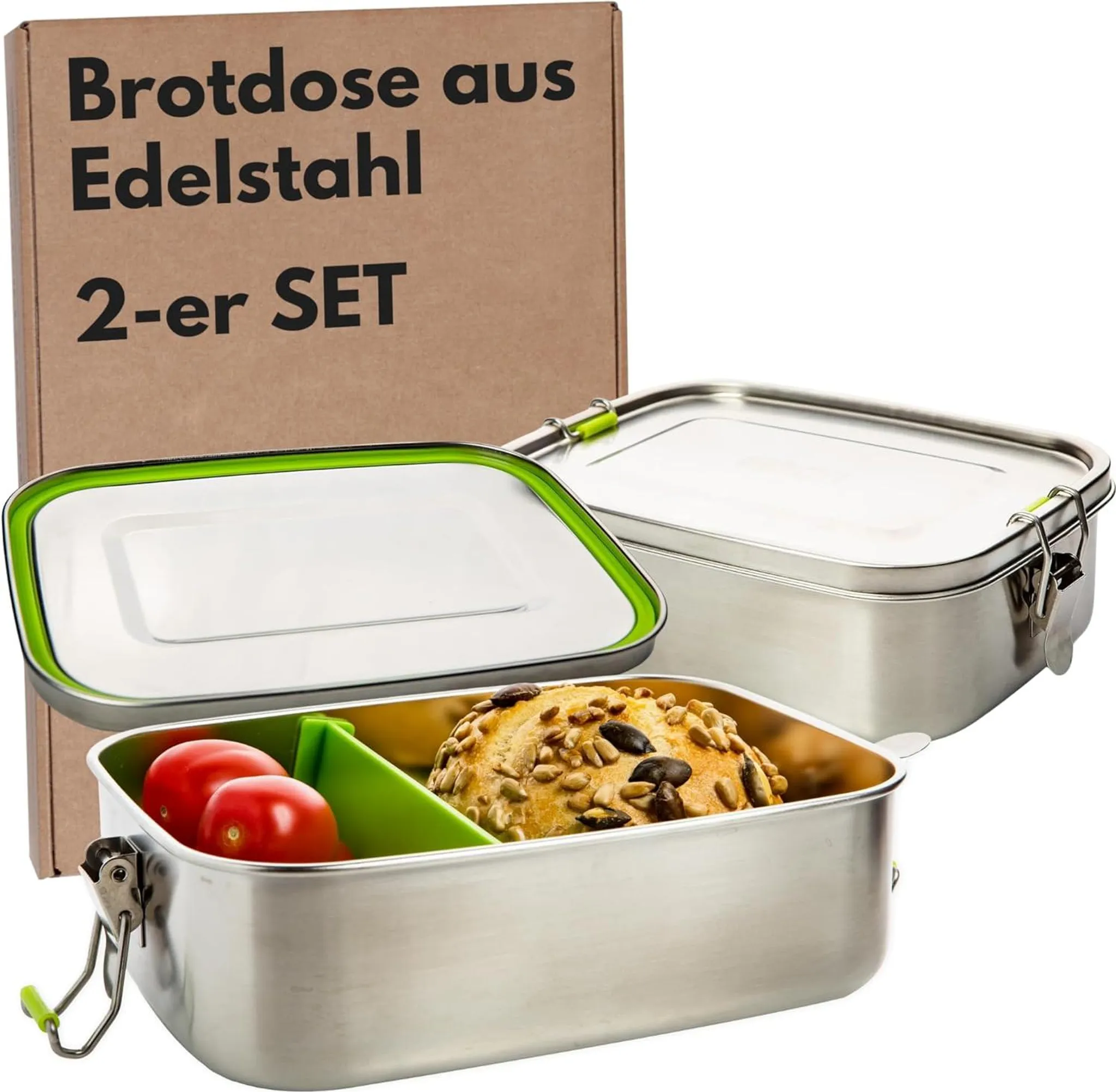 Bienen Brotdose Edelstahl Mit Fächern - Lunchbox Für Schule & Arbeit