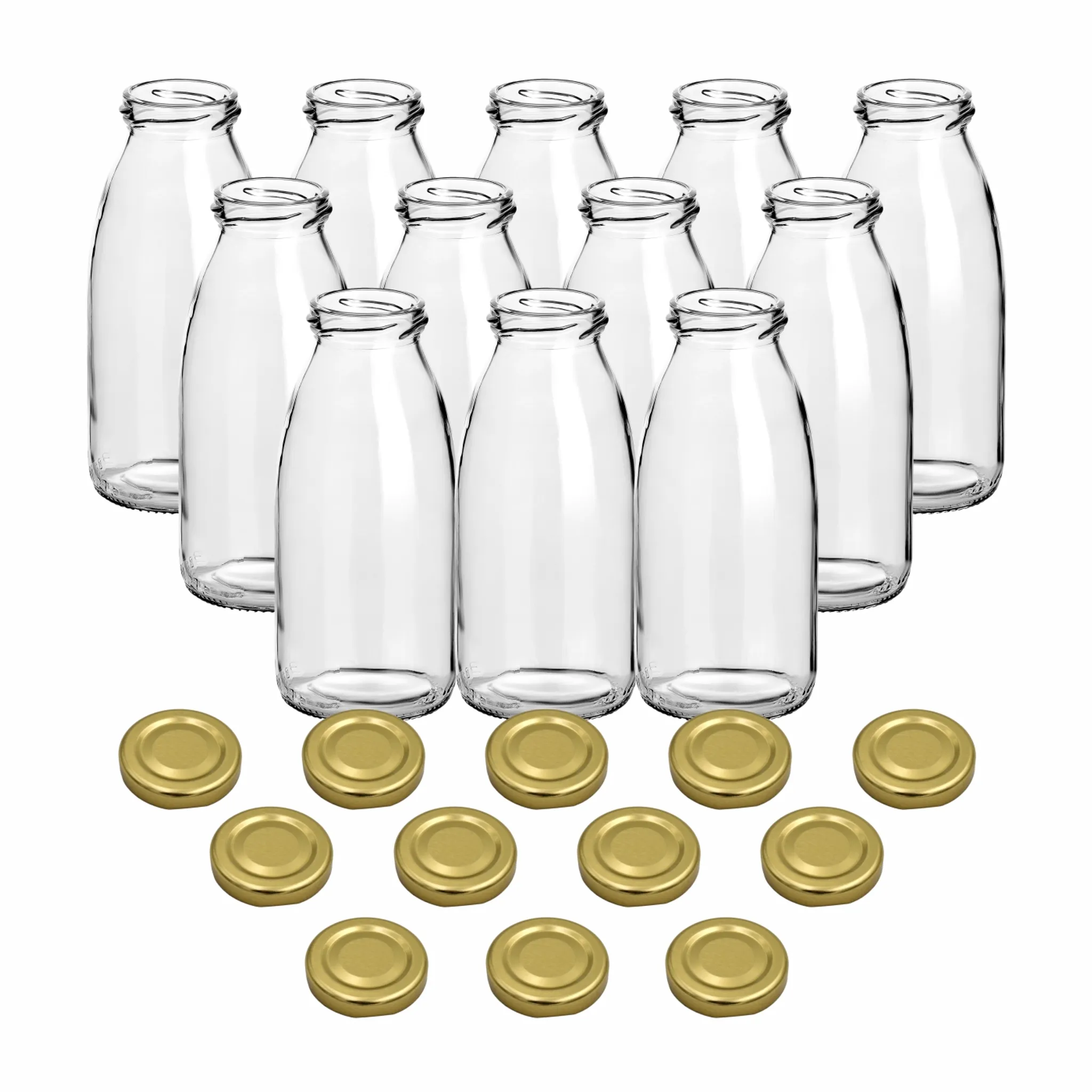 gouveo set di 20 bottiglie di succo da 500 ml con tappo a vite bianco - piccola bottiglia di vetro da 0,5 l con tappo TO43 - bottiglia vuota da riempire in