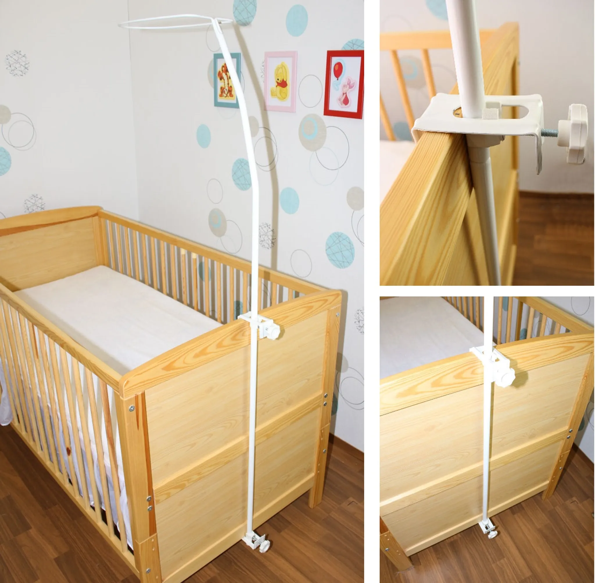 Himmelstange für Kinderbett Babybett Gitterbett Befestigung Himmelhalter  Ständer | Beistellbett-Befestigungen