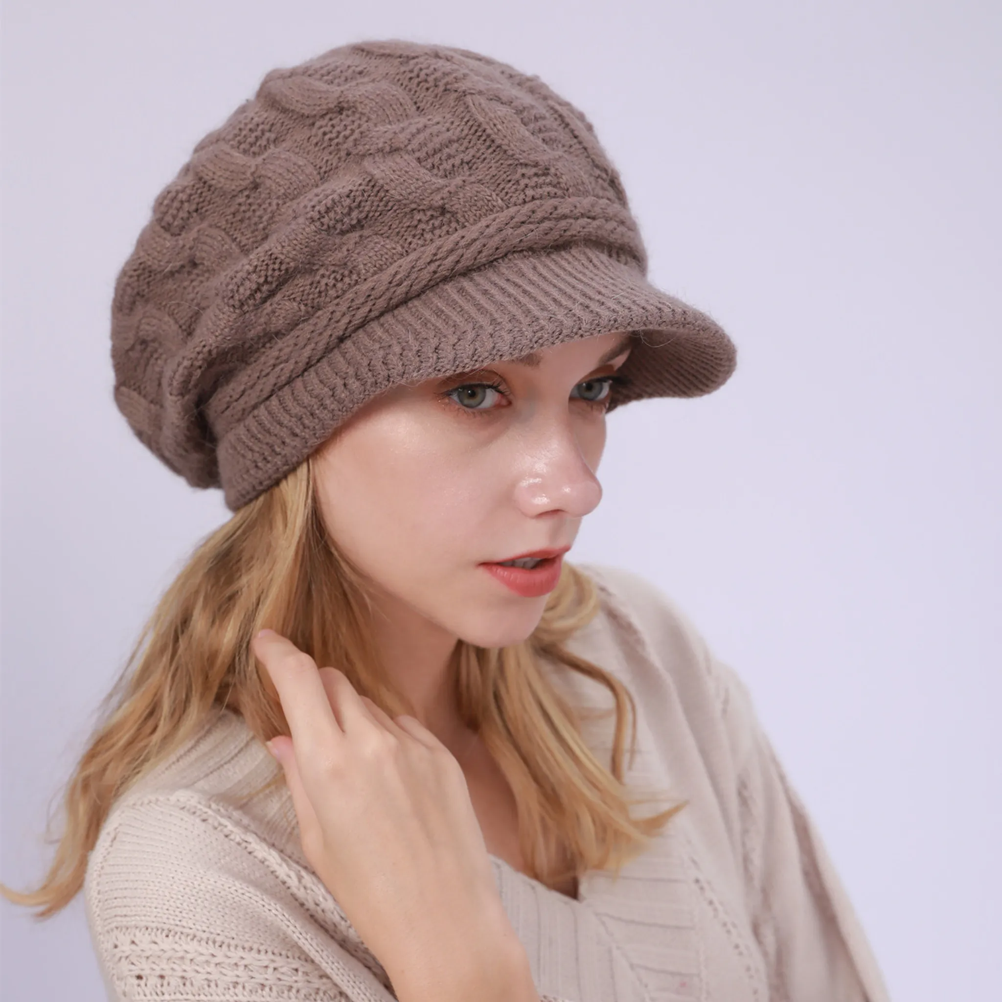 Damen Mütze Strickmütze McBurn Wintermütze Bommelmütze Ohrenschutz Warm Wolle 
