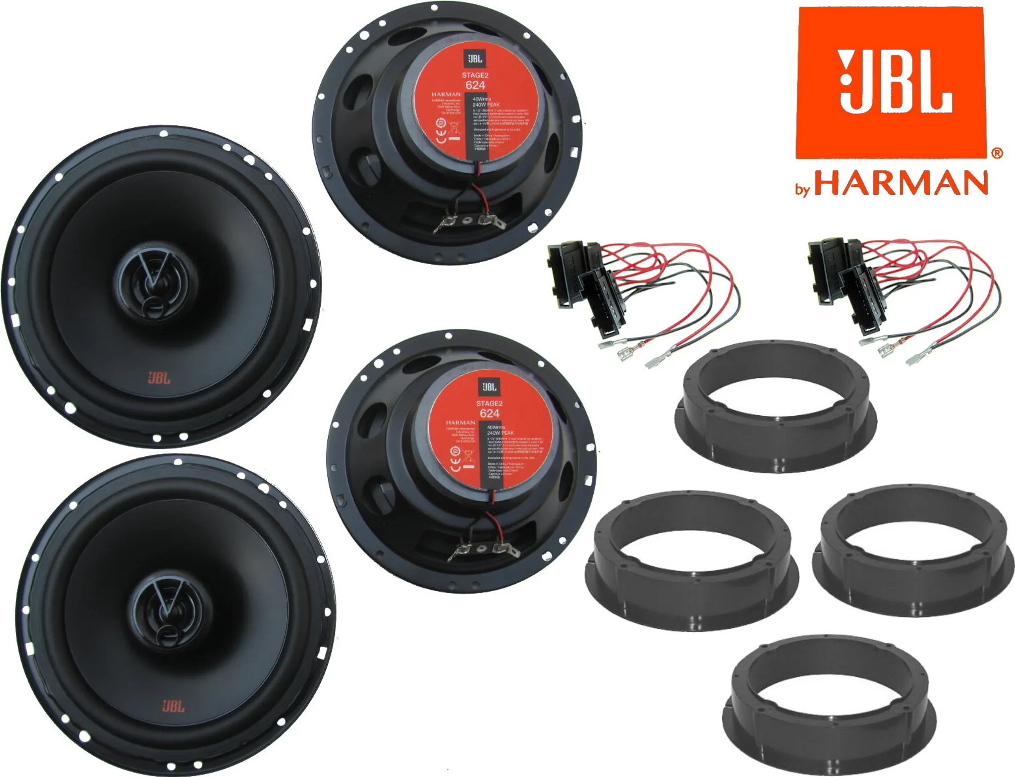 JBL Stage1 61F Lautsprecher - Perfekter Einbausatz Für VW Tiguan Ab 2007, 400W Power