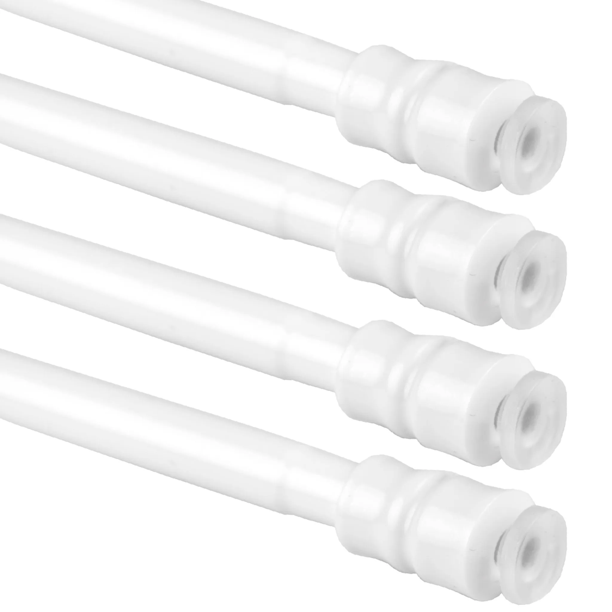 Edelstahl-Optik Scheibenstangen ausziehbar mit Haltespangen Klemmstangen Weiß 