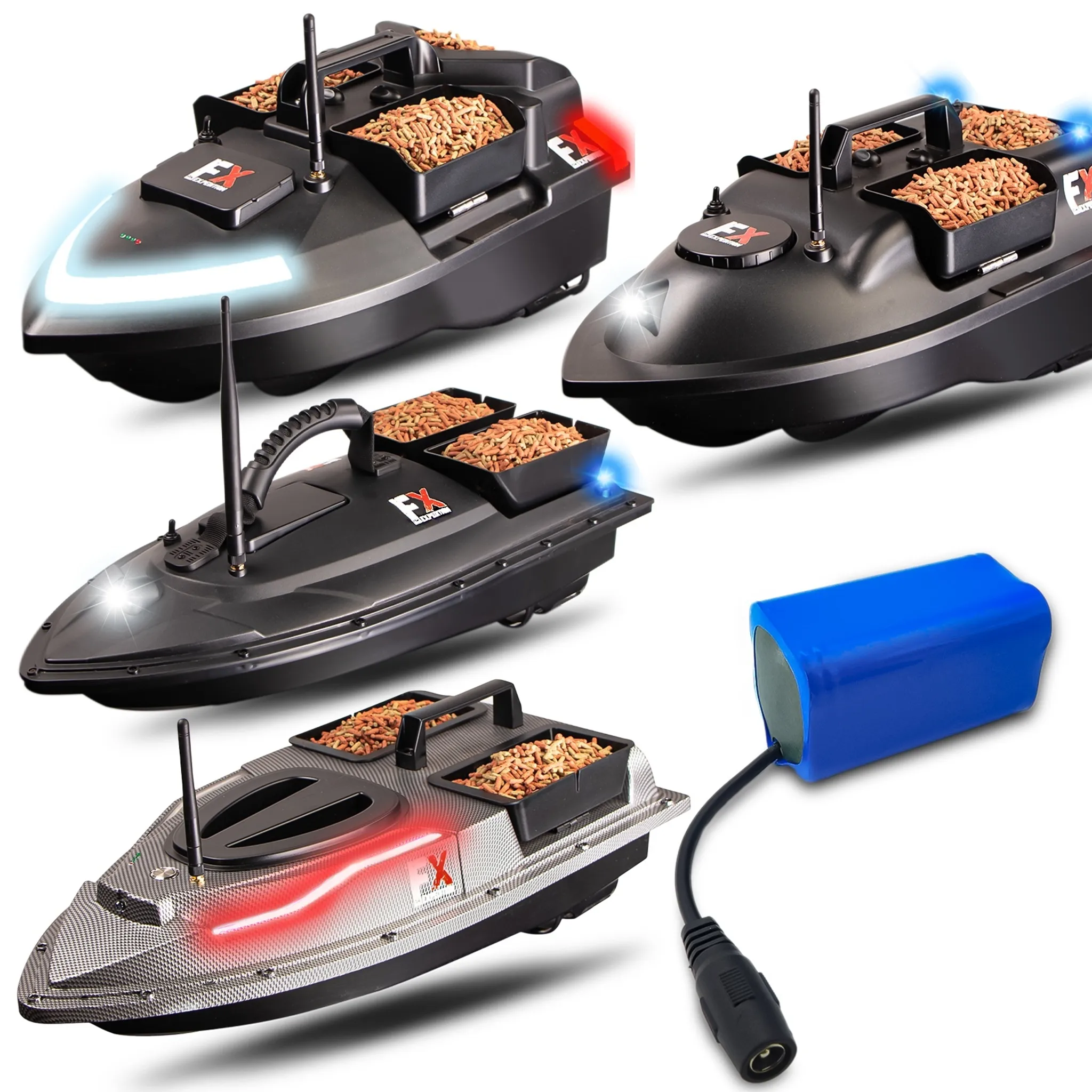 Bateau-appât Télécommandé Portée 500m - Capacité 1.5kg, Autonomie 2-3h, Chargement 110-240V, Neuf, Garantie 3 Ans