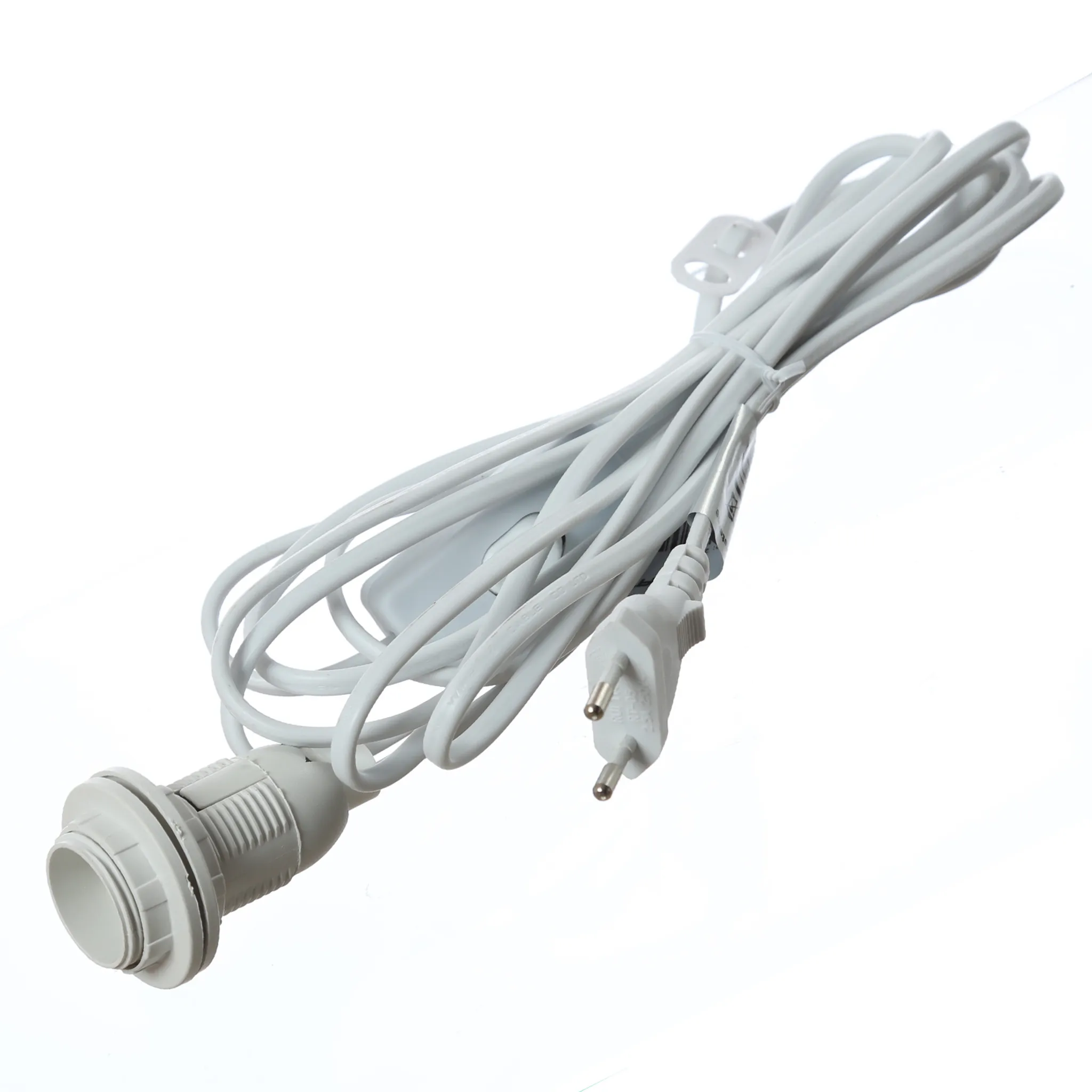 Lampenfassung E14 mit Schalter 3,5m Kabel Stecker weiß