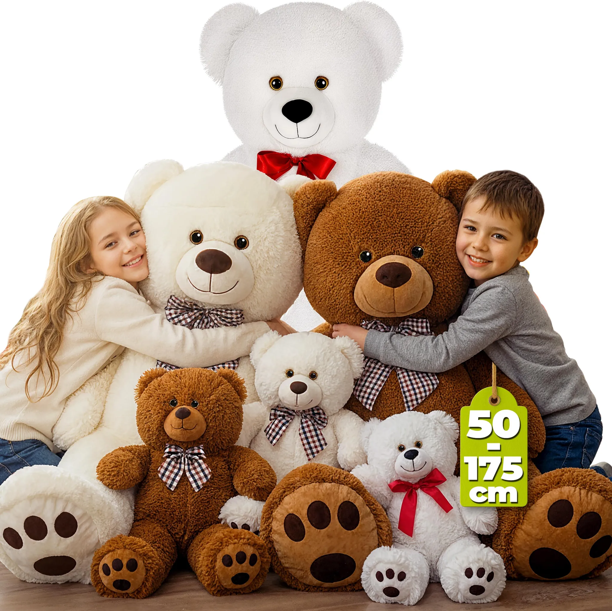 MONZANA® Teddy Bear L XXXL 50-175cm Fourrure douce Noeud