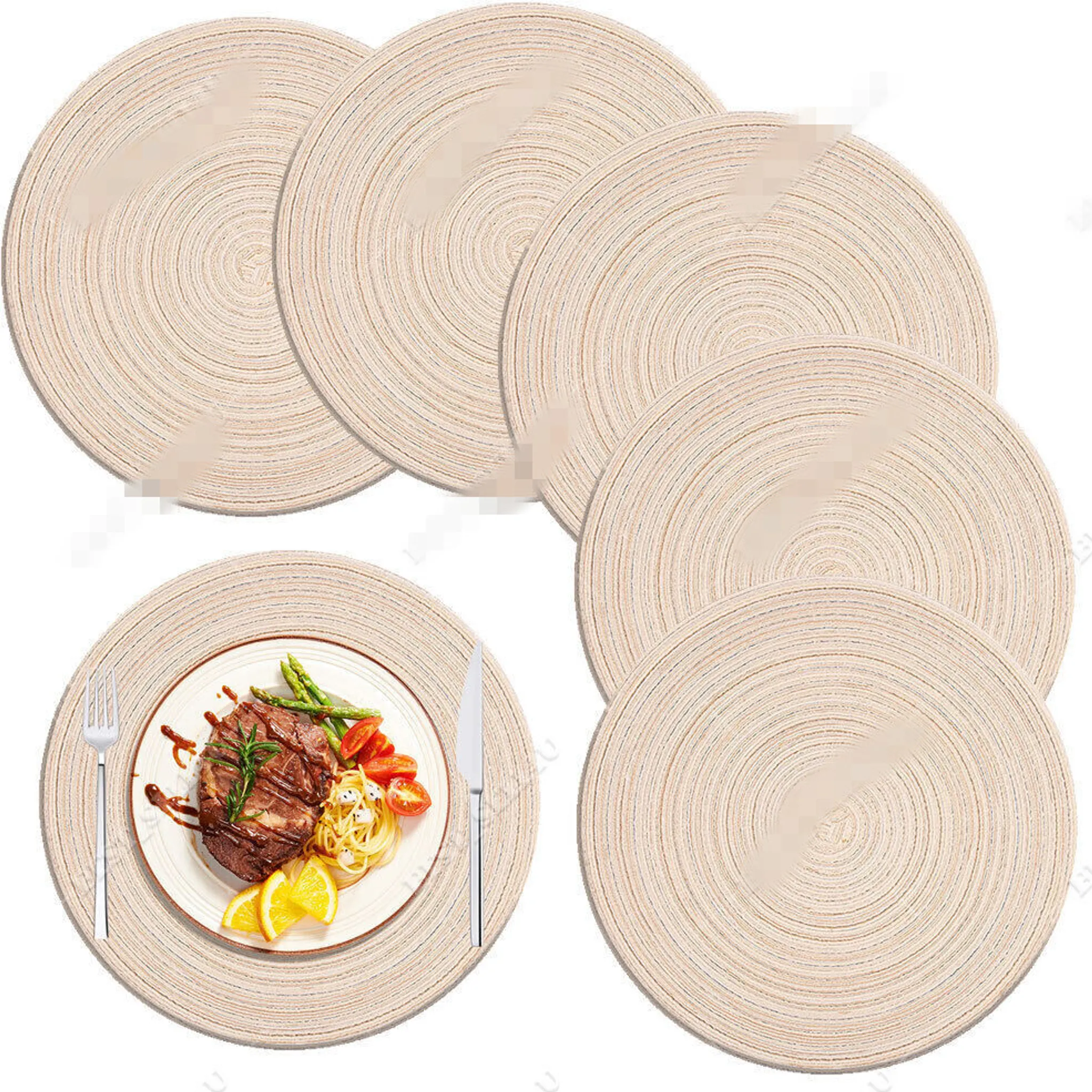 Ciieeo Geflochtene Tischsets 2er-Set Rund Ø38cm - Isolierte Untersetzer Grün