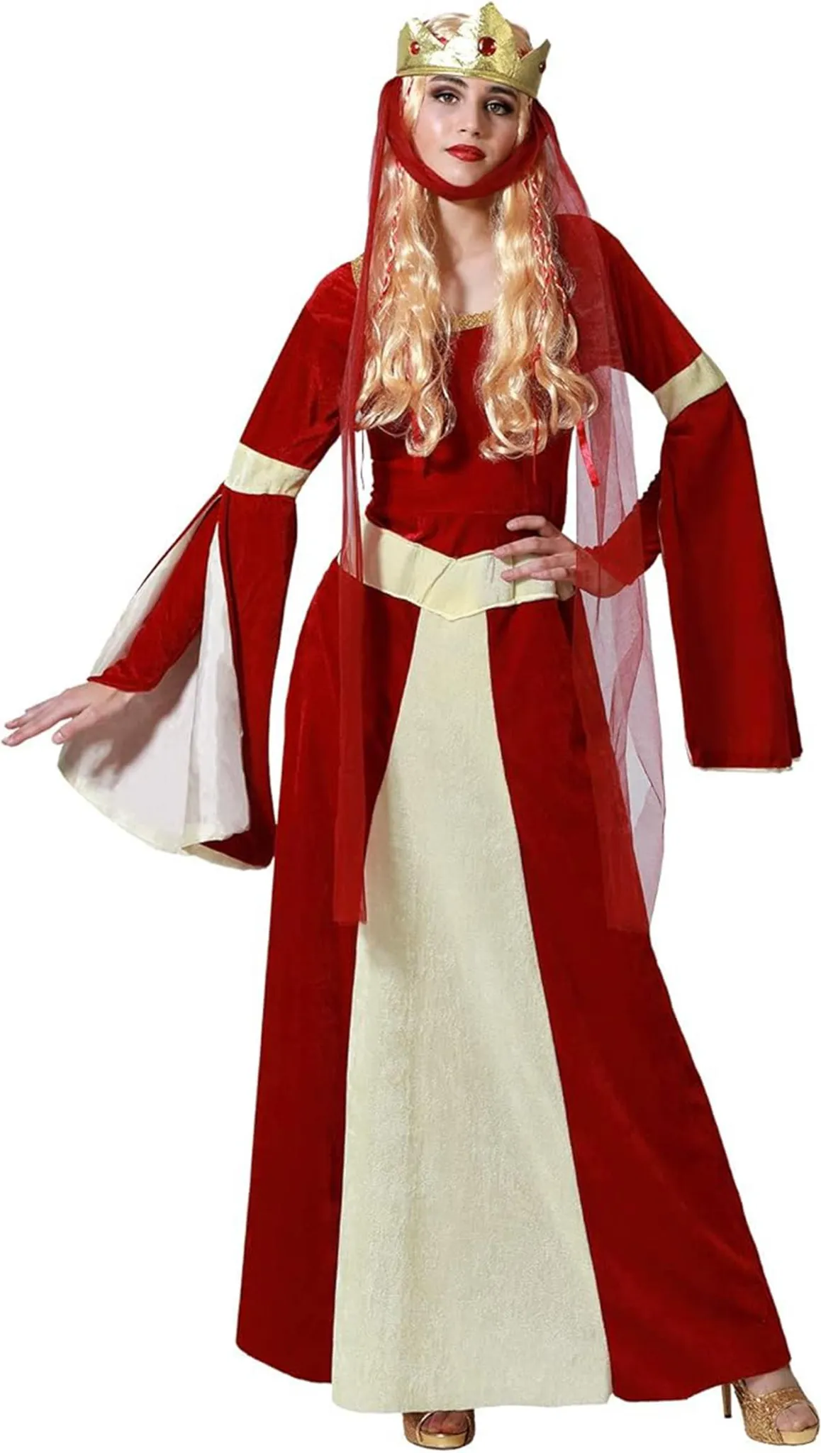Atosa Costume Principessa Da Favola Per Donna - Vestito E Fascia 2 Pezzi, Ideale Per Carnevale E Halloween (Taglia M)