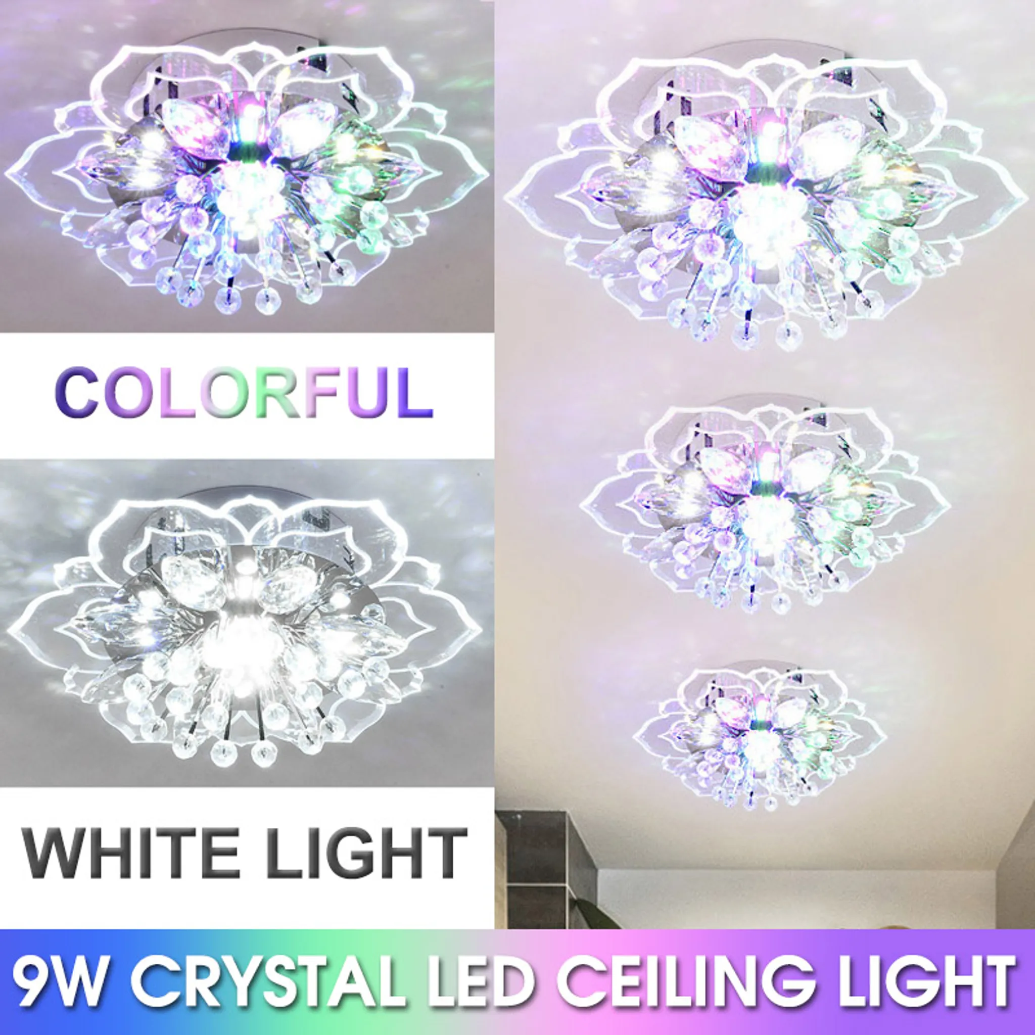 Kristall Round-72W Dimmbar LED Deckenlampe Kristall 72W Dimmbar Sternenlicht Deckenleuchte Lampe Kreative Energiesparlampe für Flur Wohnzimmer Schlafzimmer Küche Büro 
