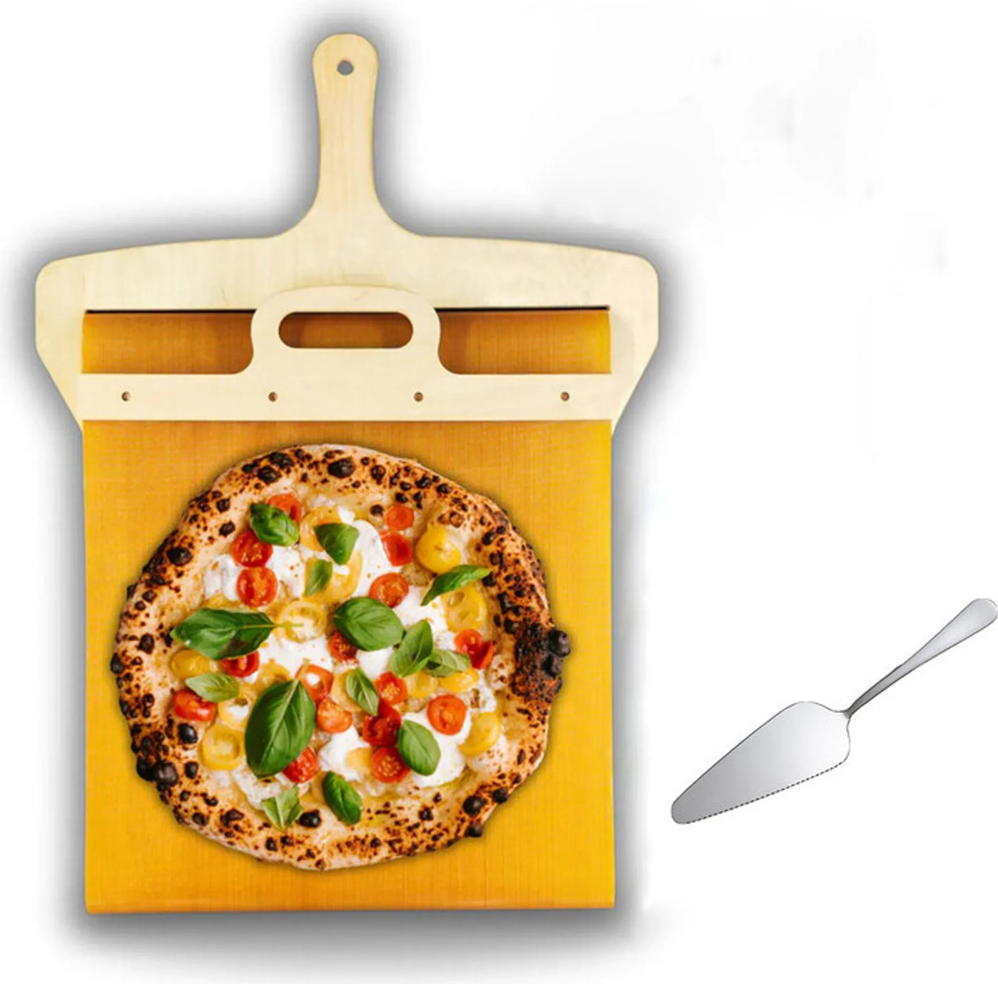 40,6 Cm Perforierter Pizzaschieber Aus Aluminium – Leicht, Mit Griff, Für Pizza & Brot
