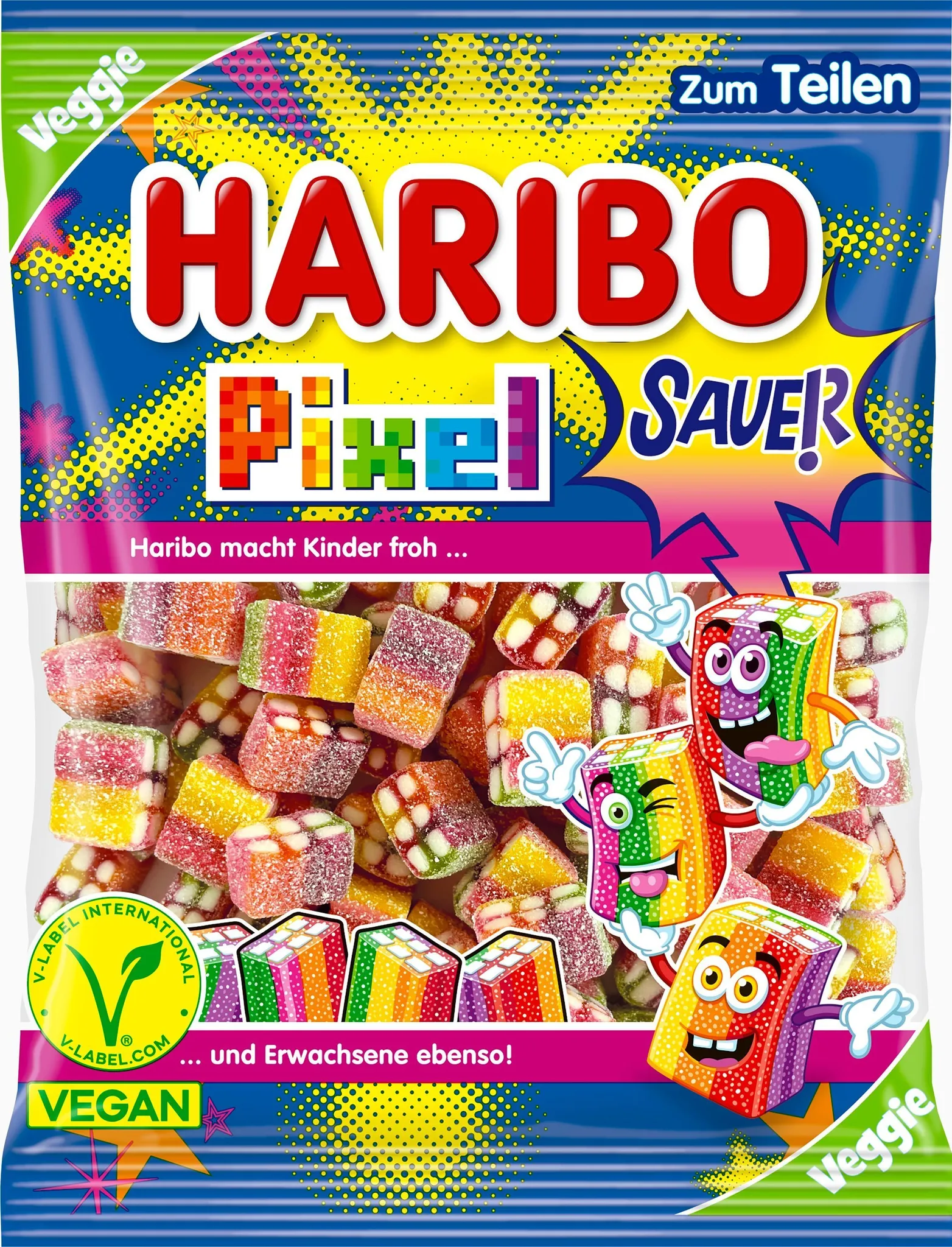 Haribo Rainbow Pixel kwaśna guma owocowa słodzona warzywami