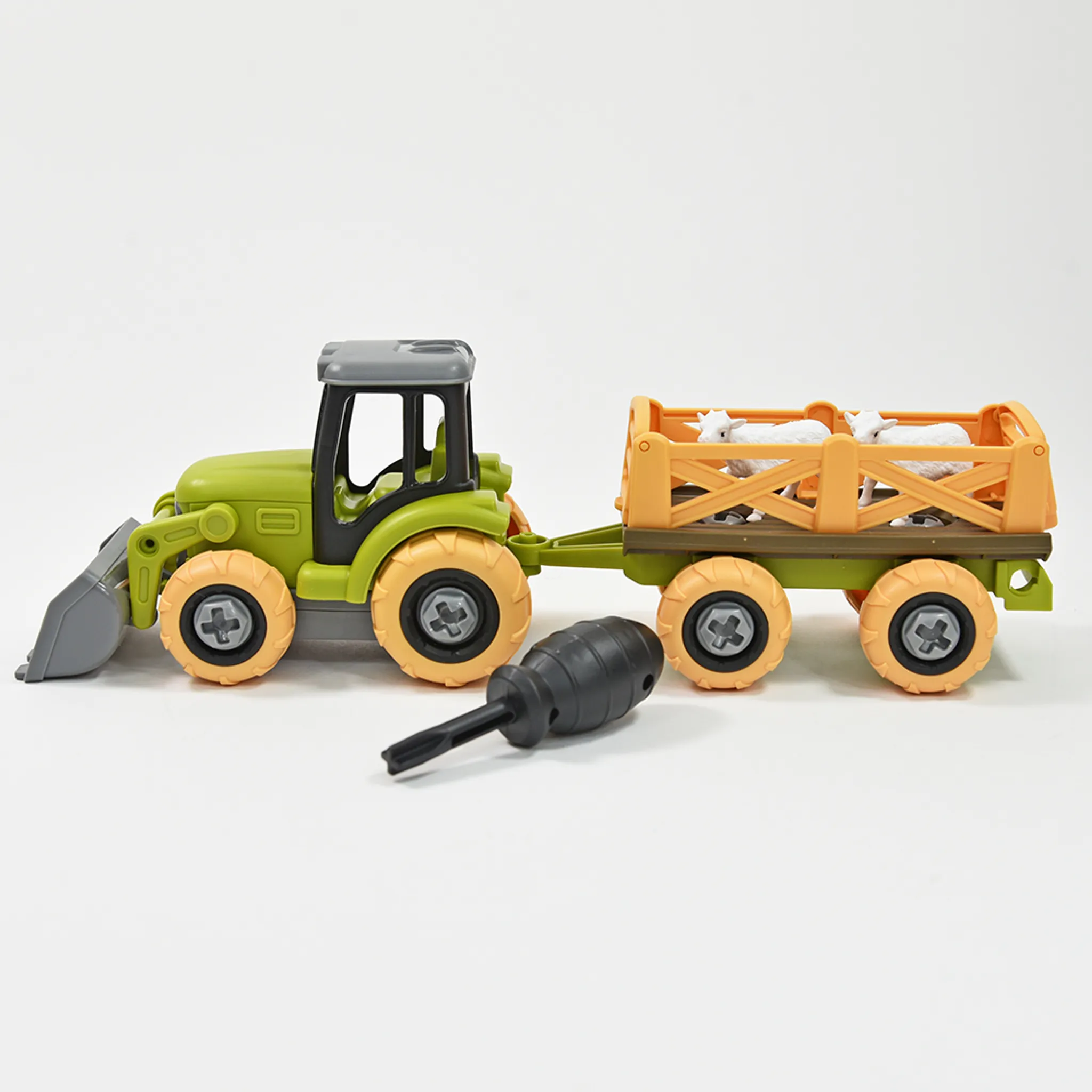 Goki 55941 55941-Traktor mit Anhänger, grün