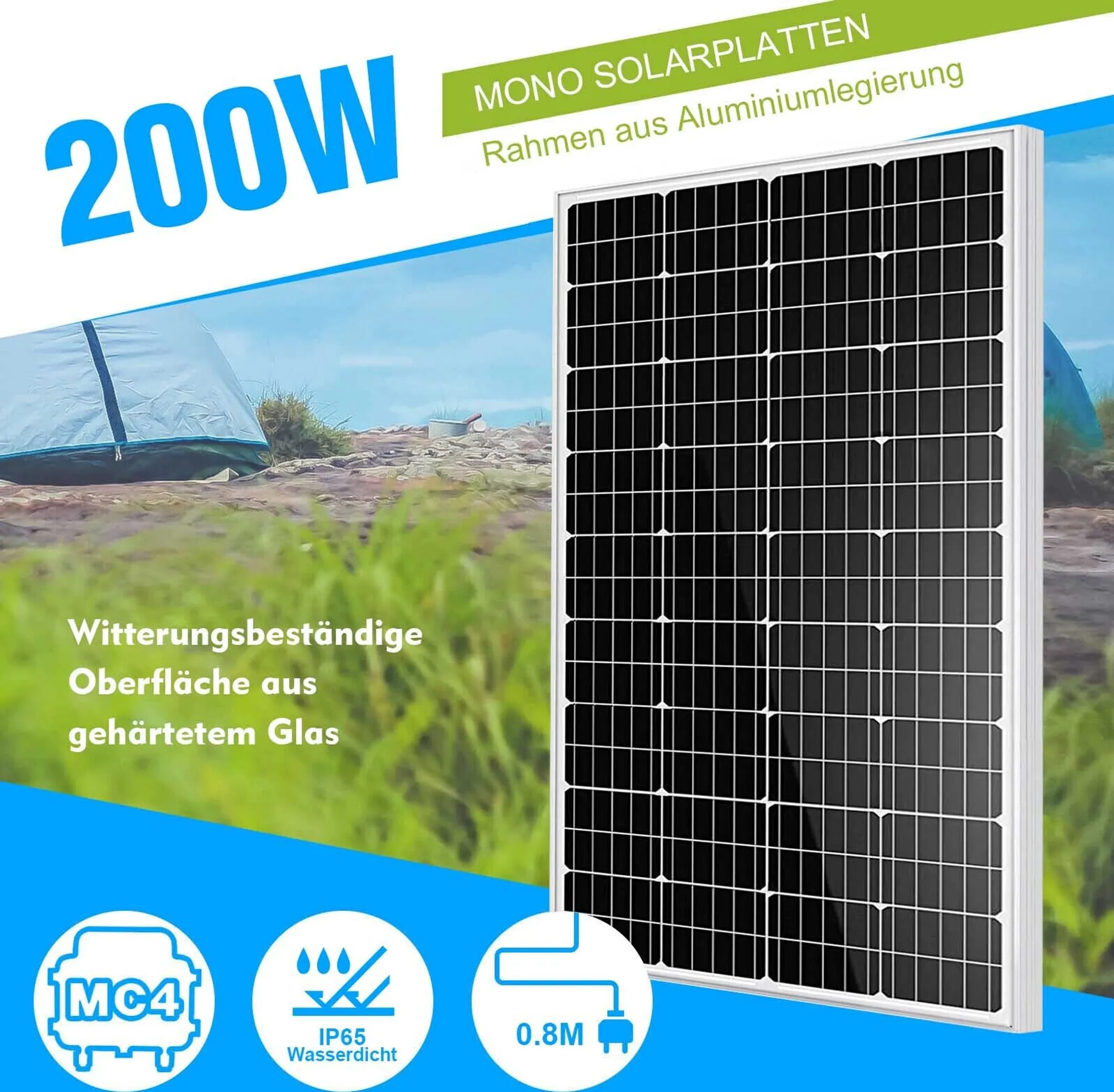 200W 1000W Solarmodul 12V PV Solarzelle Solarpanel Mono Boot Wohnmobil