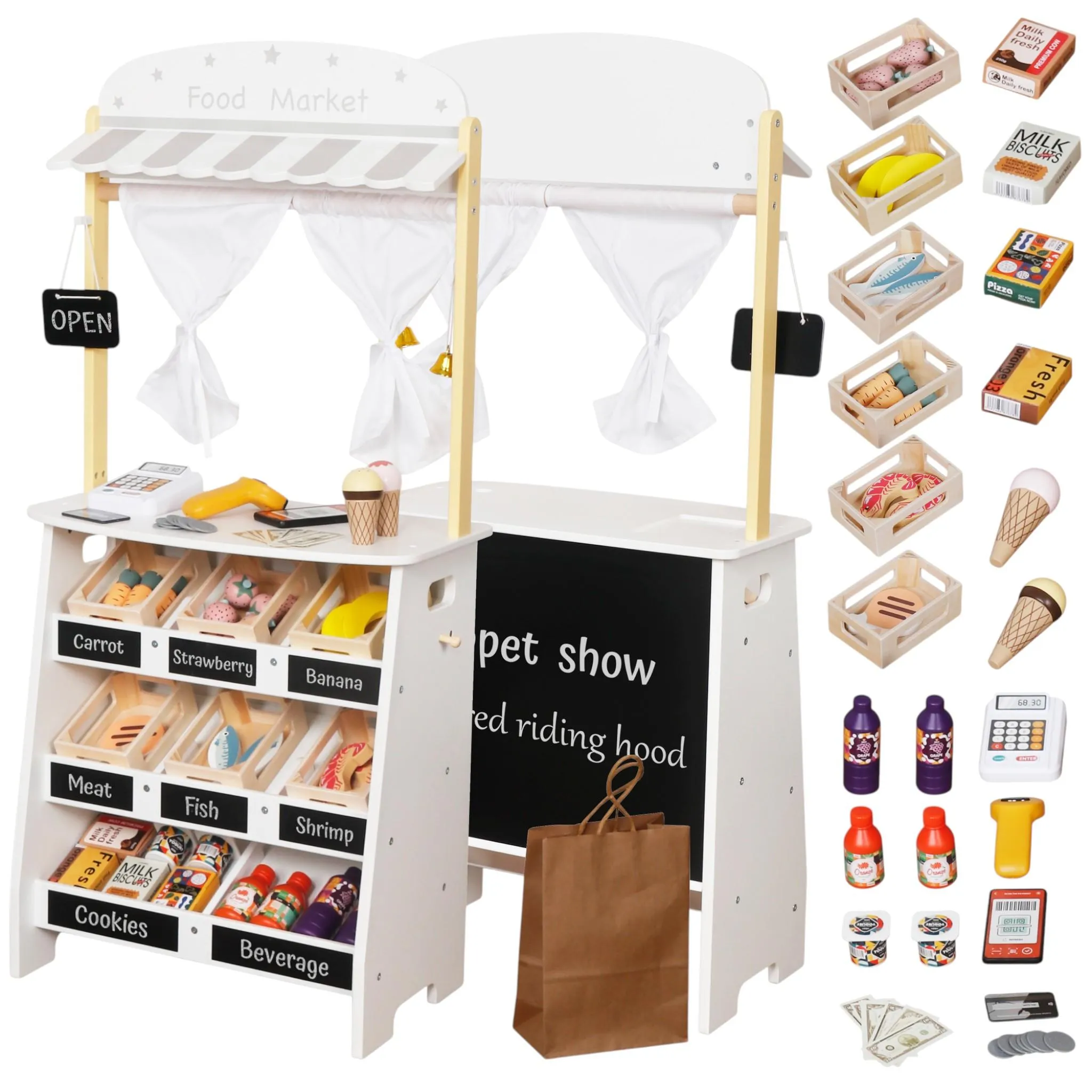 Costway Supermercato Giocattolo In Legno COSTWAY Gioco Negozio