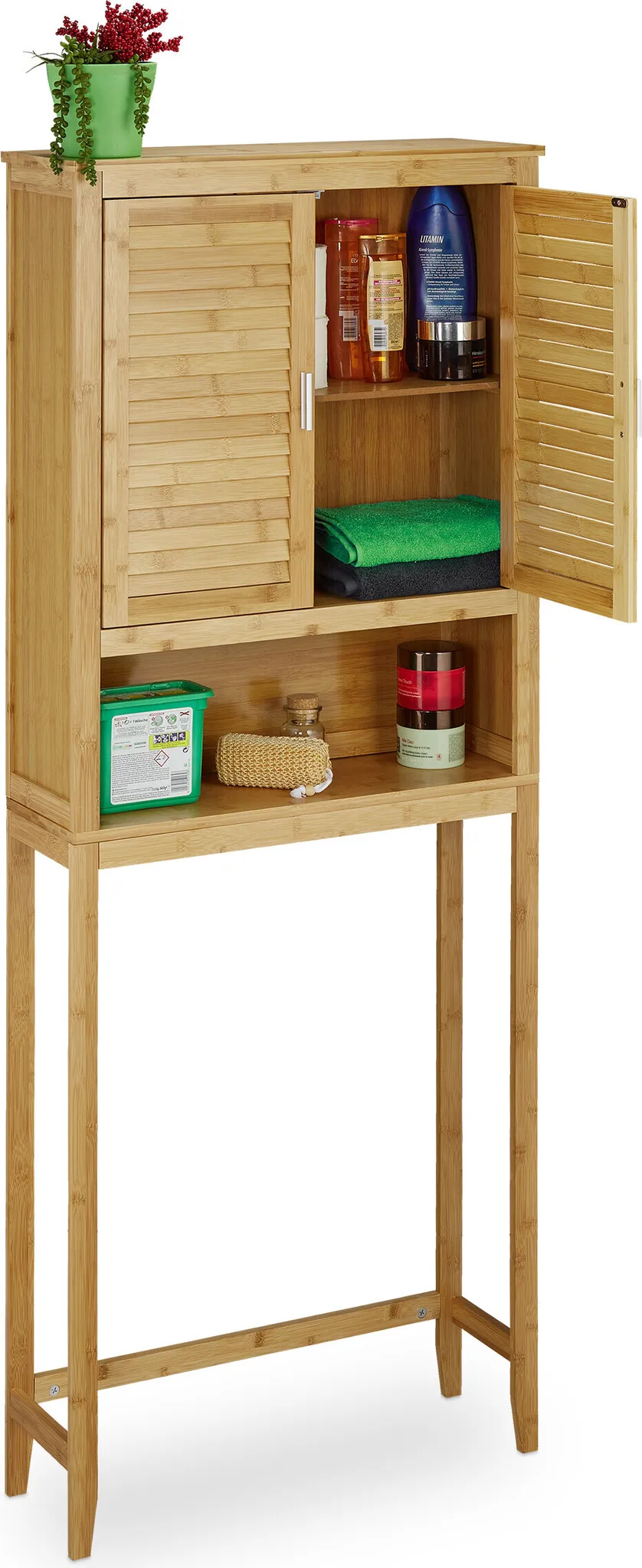 Relaxdays Waschmaschinenschrank Lamell Bambus, berschrank,
