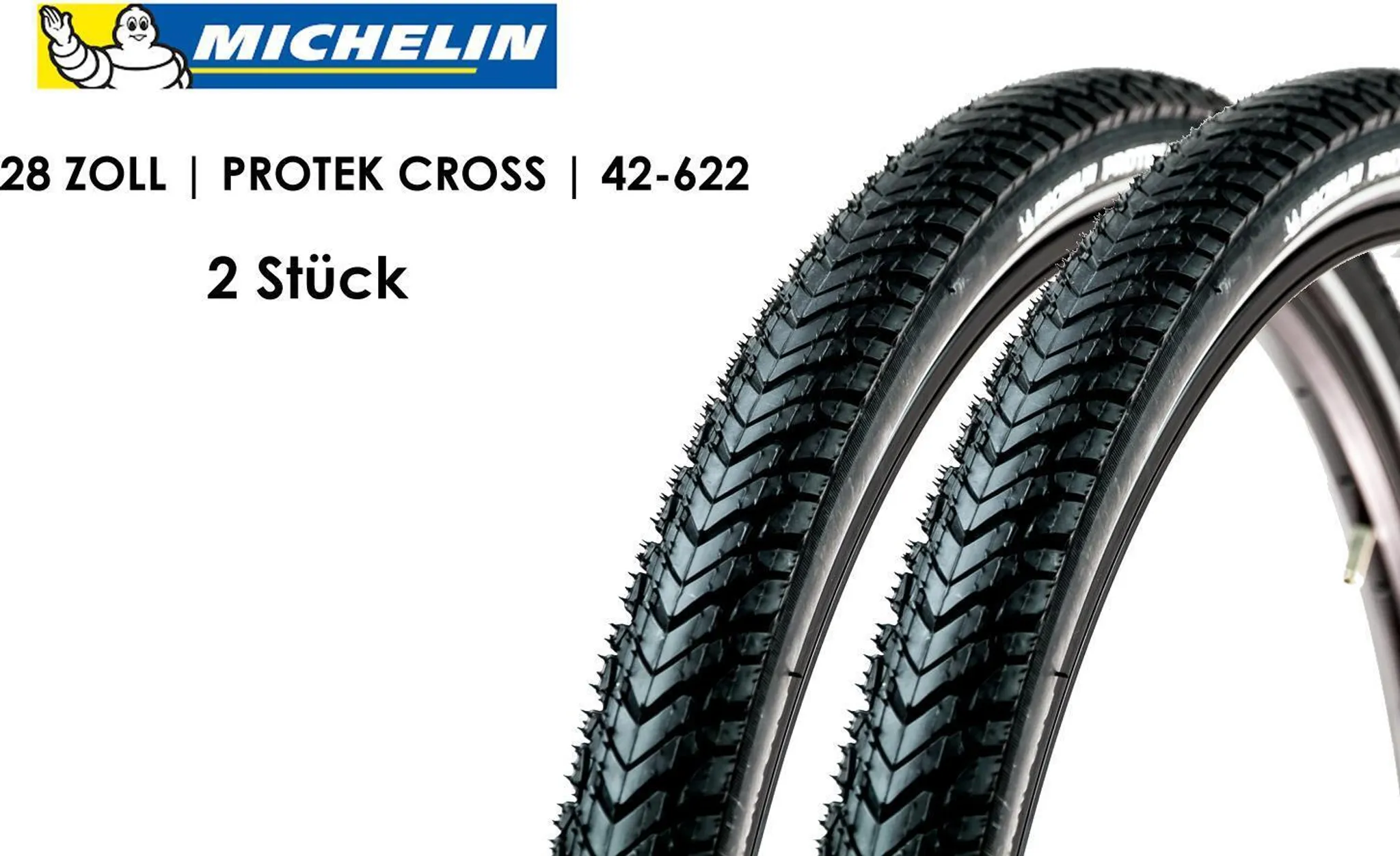 2 Stuck 28 Zoll MICHELIN Fahrrad Reifen 42 622 Pannenschutz Mantel Decke 28x1.6 Tire