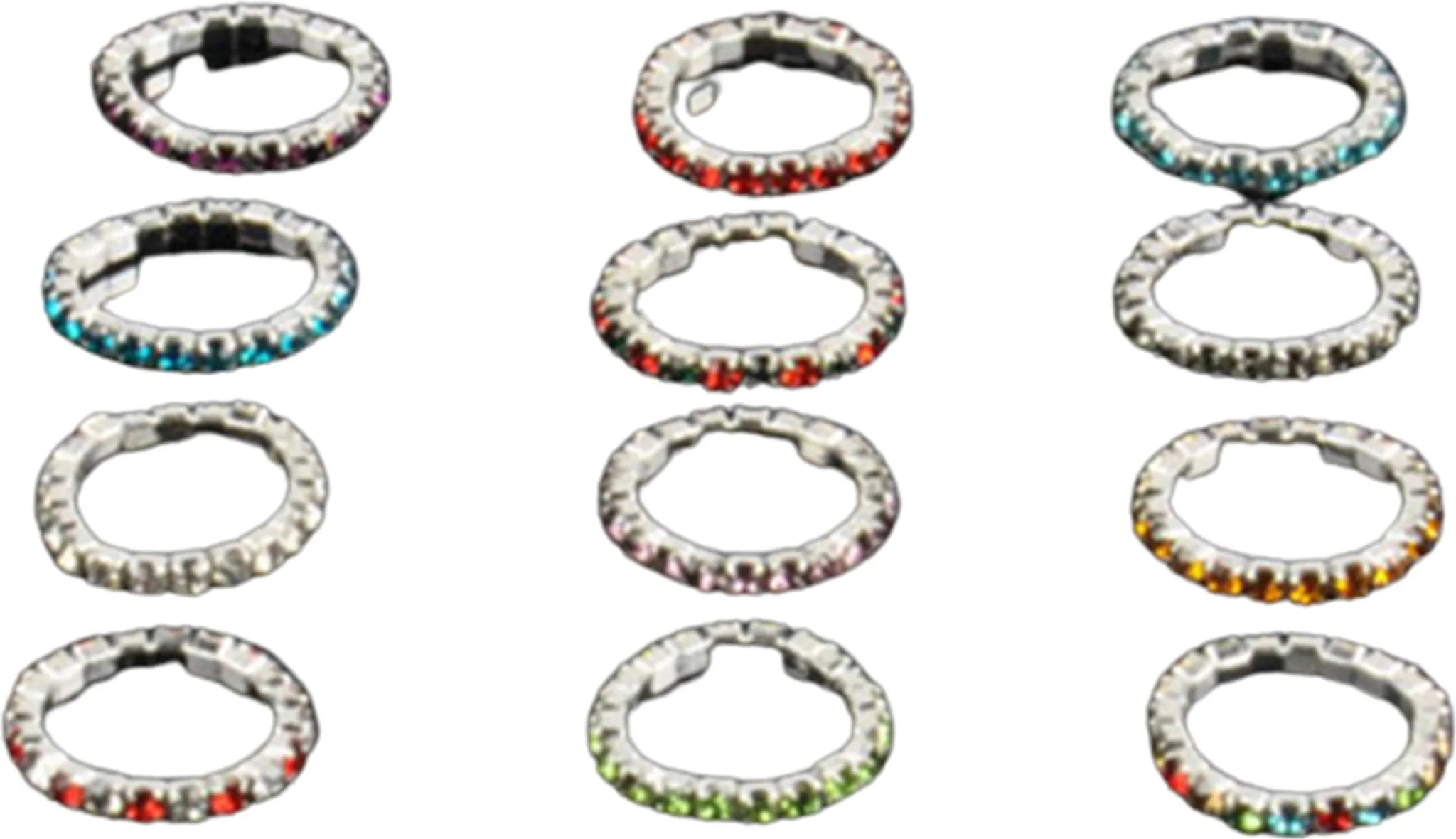 12 Stück/Packung elastische Zehenringe mit Strass-Dekor in