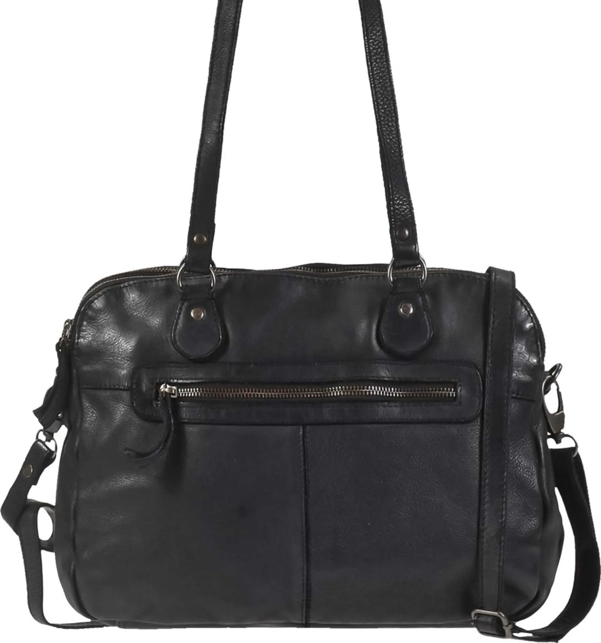 Bear Design Umhängetasche Leder Handtasche schwarz 33x25cm