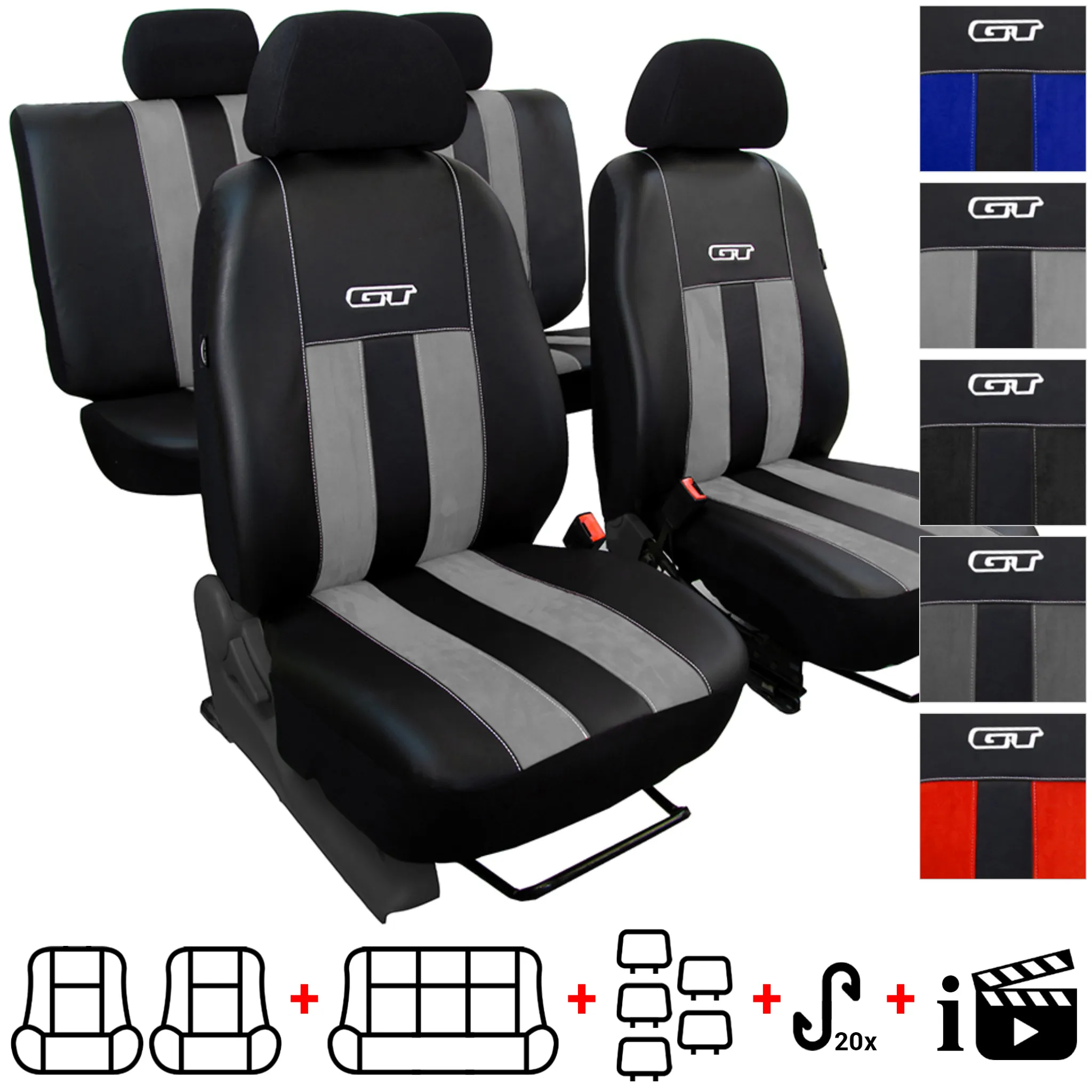 Autositzbezüge 2+3 - Universal Auto Sitzauflagen Set - Dreilagig Auto  Sitzbezüge mit Reißverschluss