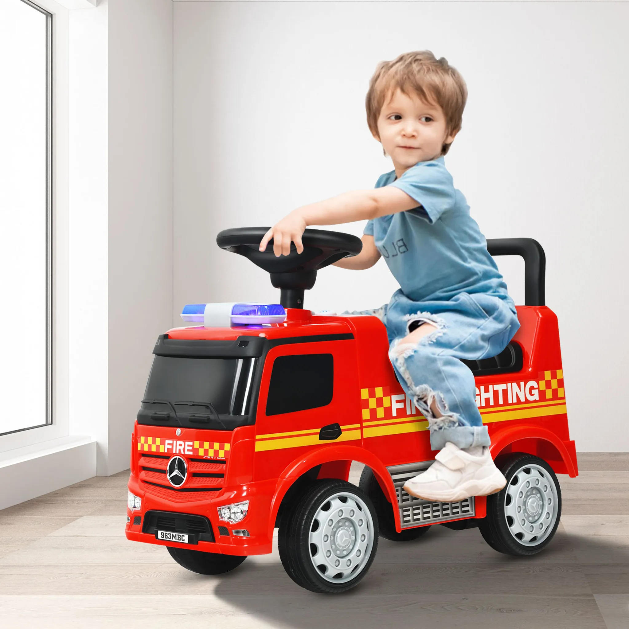 COSTWAY Mercedes Benz Kinder-Feuerwehrauto