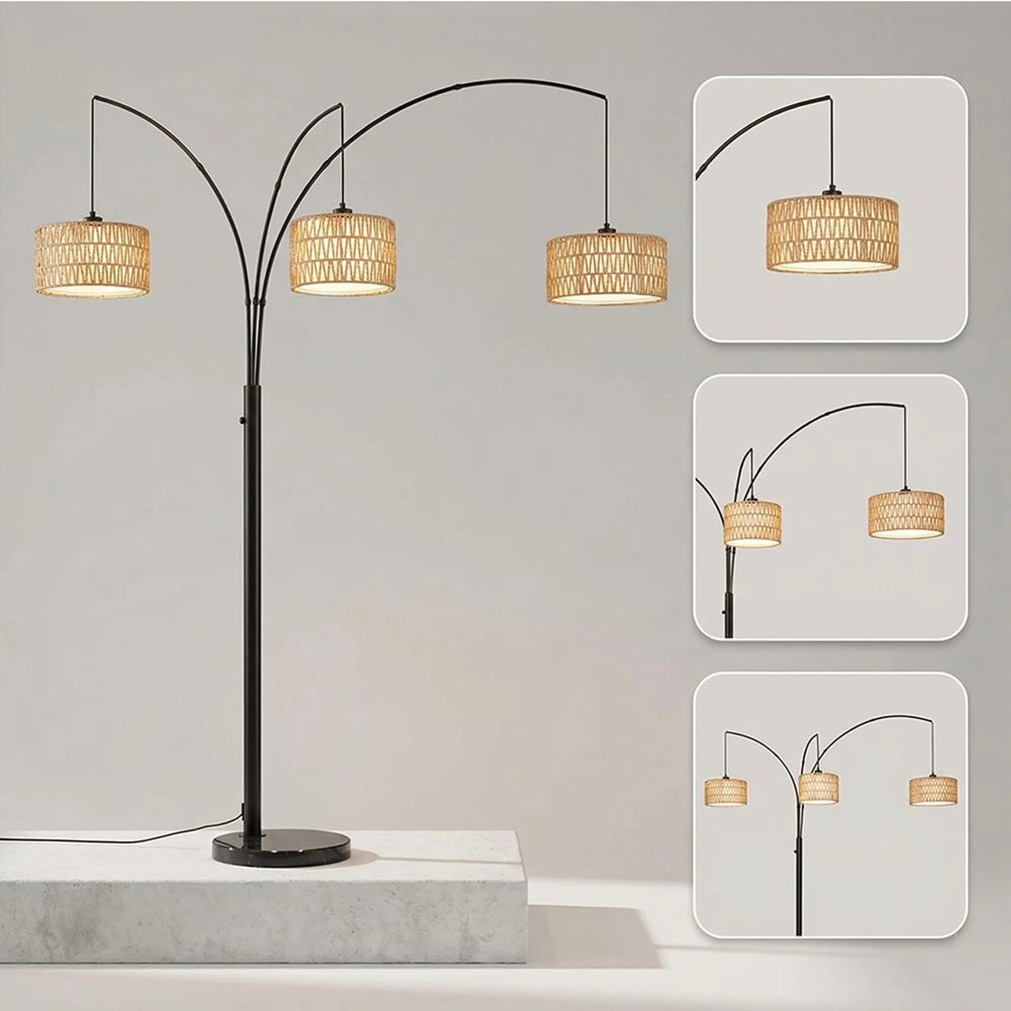 Lanmou Lampada A Stelo LED Oro Vintage - Dimmerabile Con Telecomando, Piantana Con Paralume In Tessuto Per Soggiorno E Camera Da Letto, 174 Cm - 4