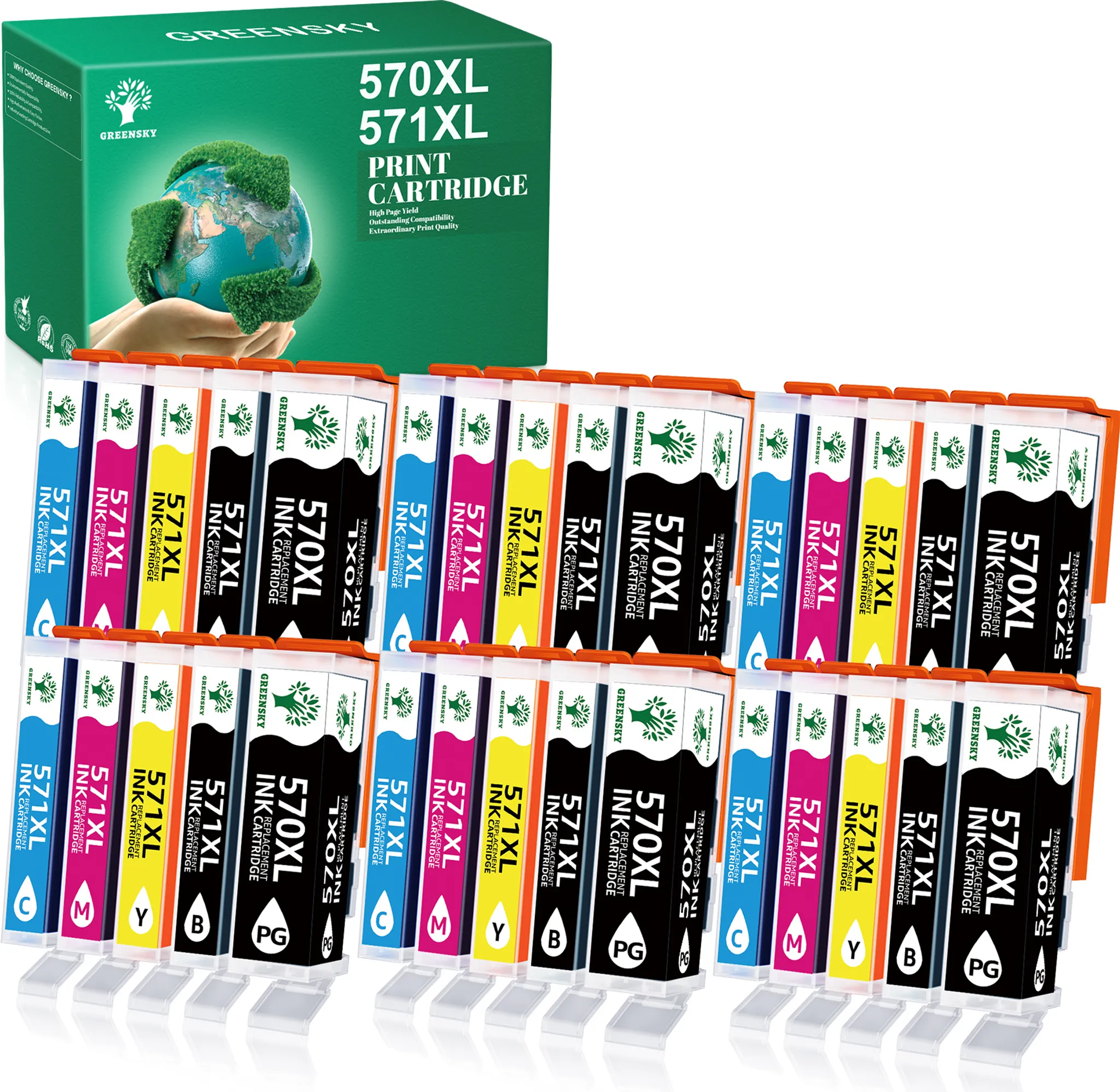 Kamo Druckerpatronen Kompatibel Mit Canon PGI-550XL CLI-551XL – 22er Multipack, Für Pixma IP7250, MX925 Uvm.