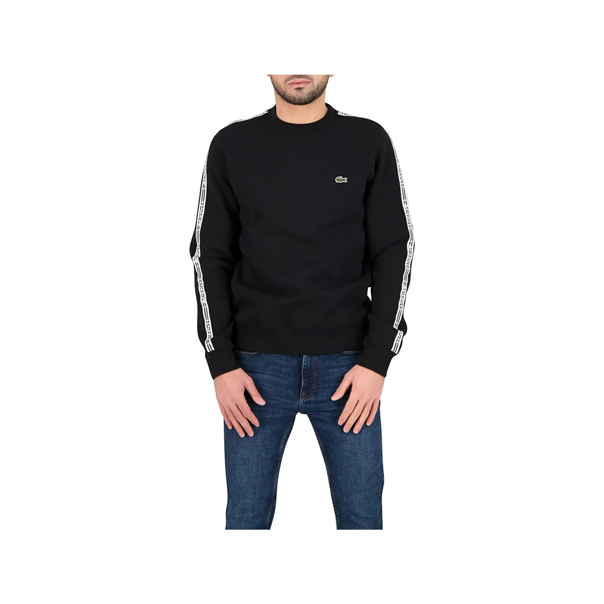 Lacoste Klassisches Logo-Streifen-Sweatshirt mit Passform, Schwarz L | Sweatshirts