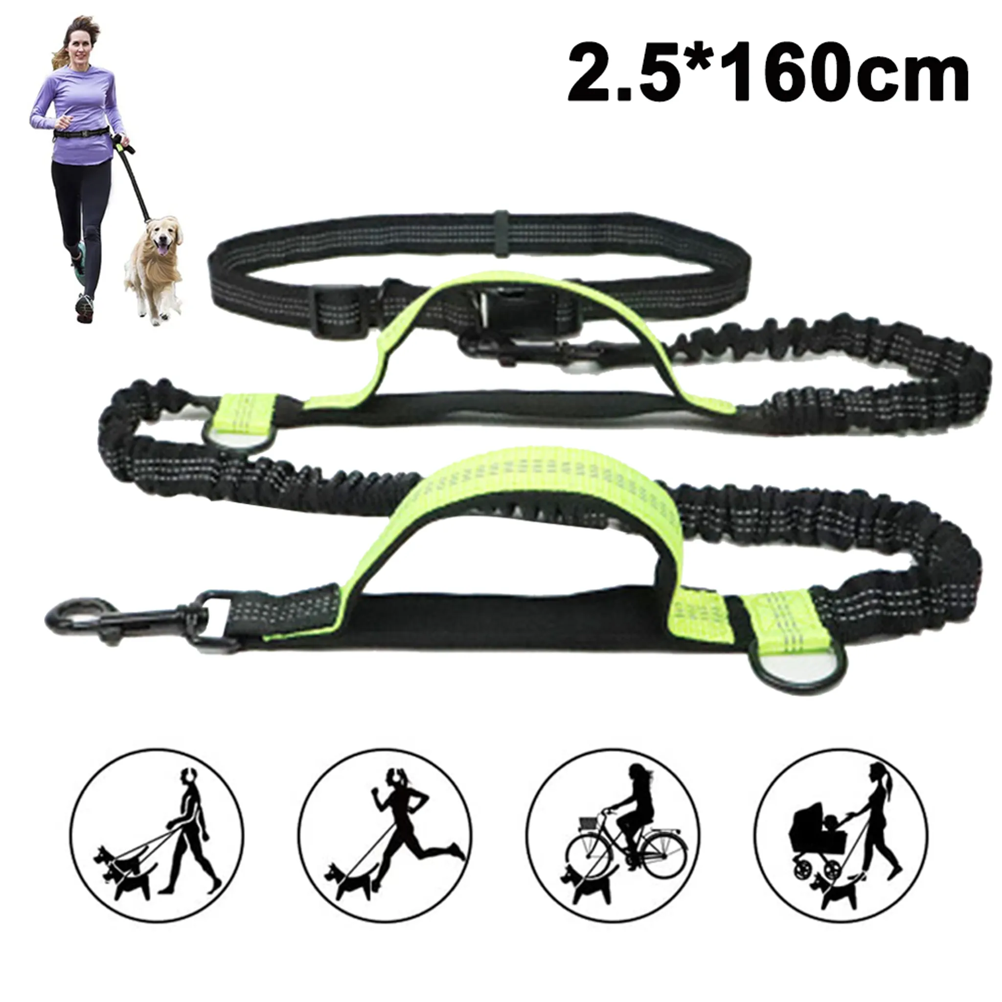 Tasche für kleine und mittelgroße Hunde zum Laufen LINGSFIRE Joggingleine Joggingleine mit Taillengürtel inkl dehnbar von 150 bis 205 cm Laufen Joggen 