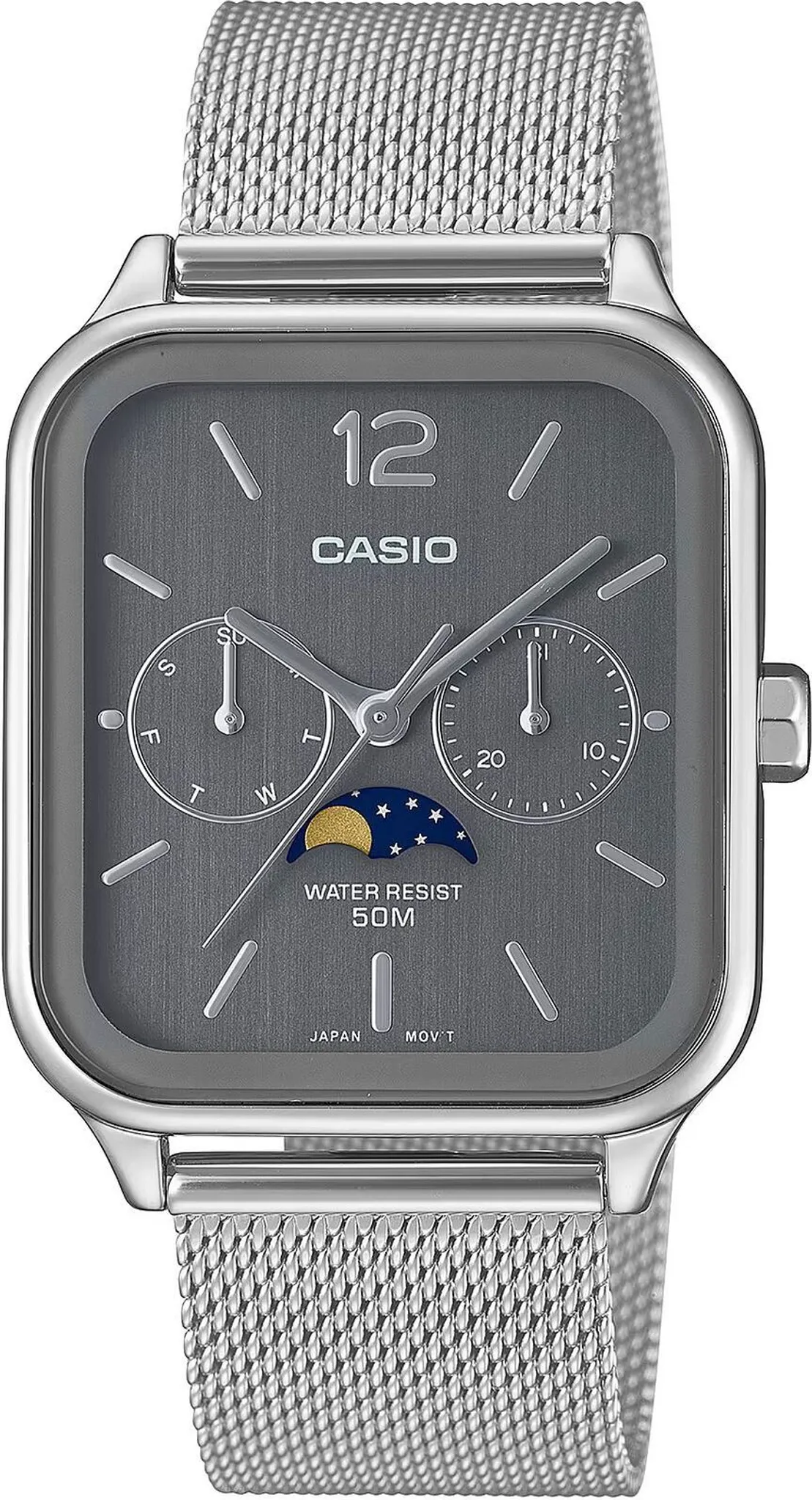 Casio Uhr Herrenuhr Meshband Mondphase MTP-M305M-8AVER