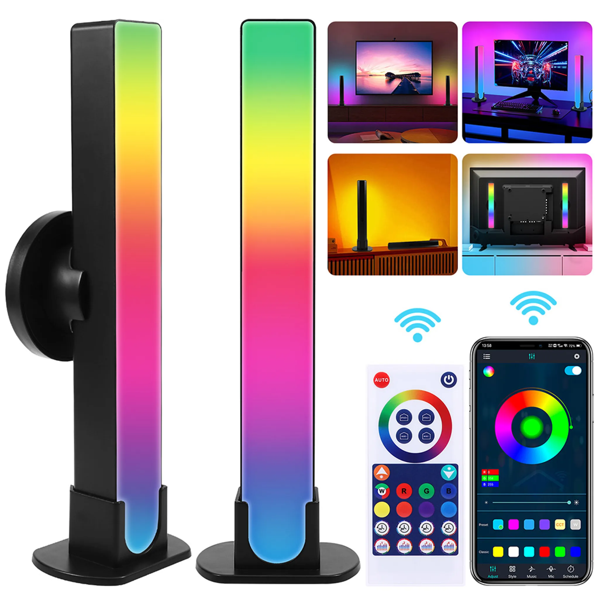Rosnek LED-Streifen Smart LED Lightbar, RGB TV Hintergrundbeleuchtung für  Gaming, PC Deko, mit Bluetooth, App und Fernbedienung, Sync mit Musik, LED  Lichtleiste