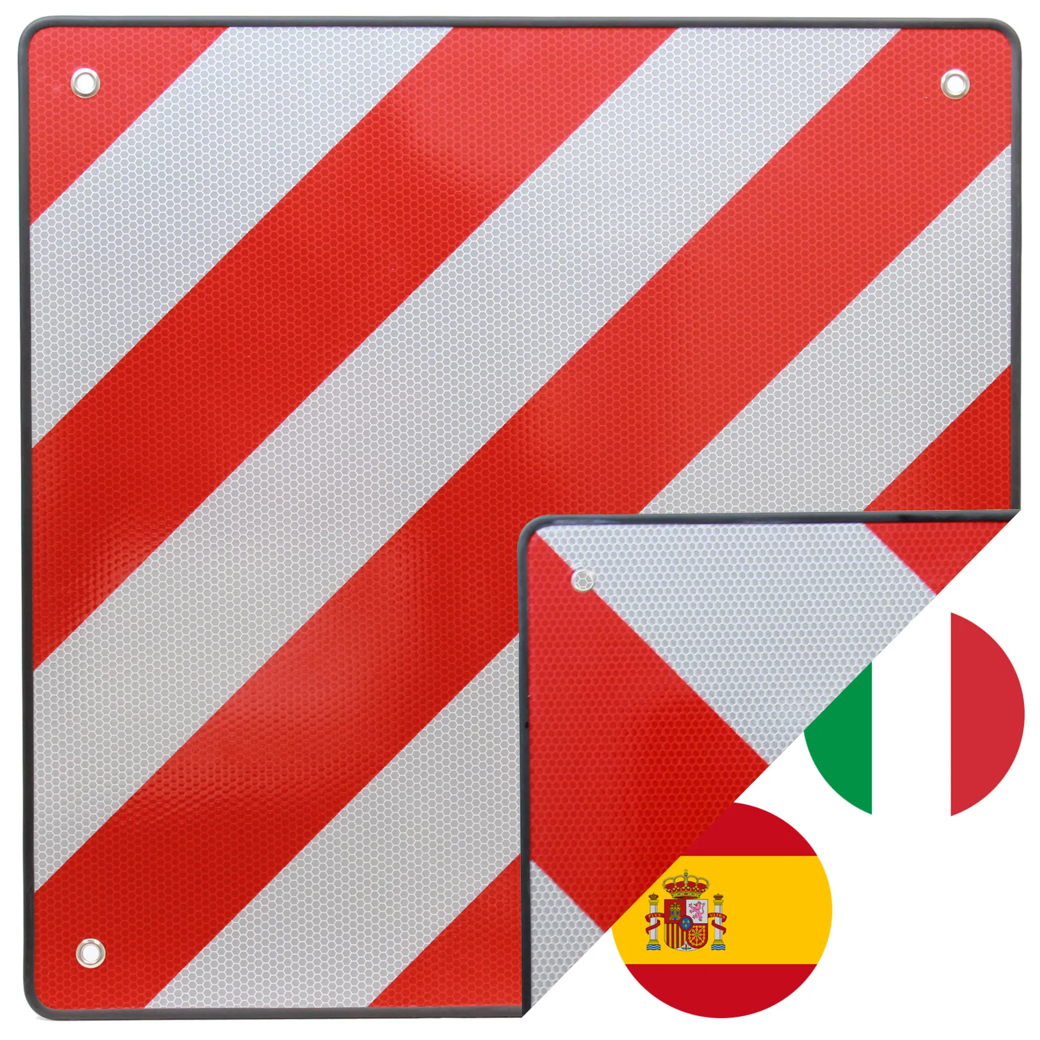 2in1 Warntafel für Italien + Spanien PVC 50x50 reflektierend - Reise W