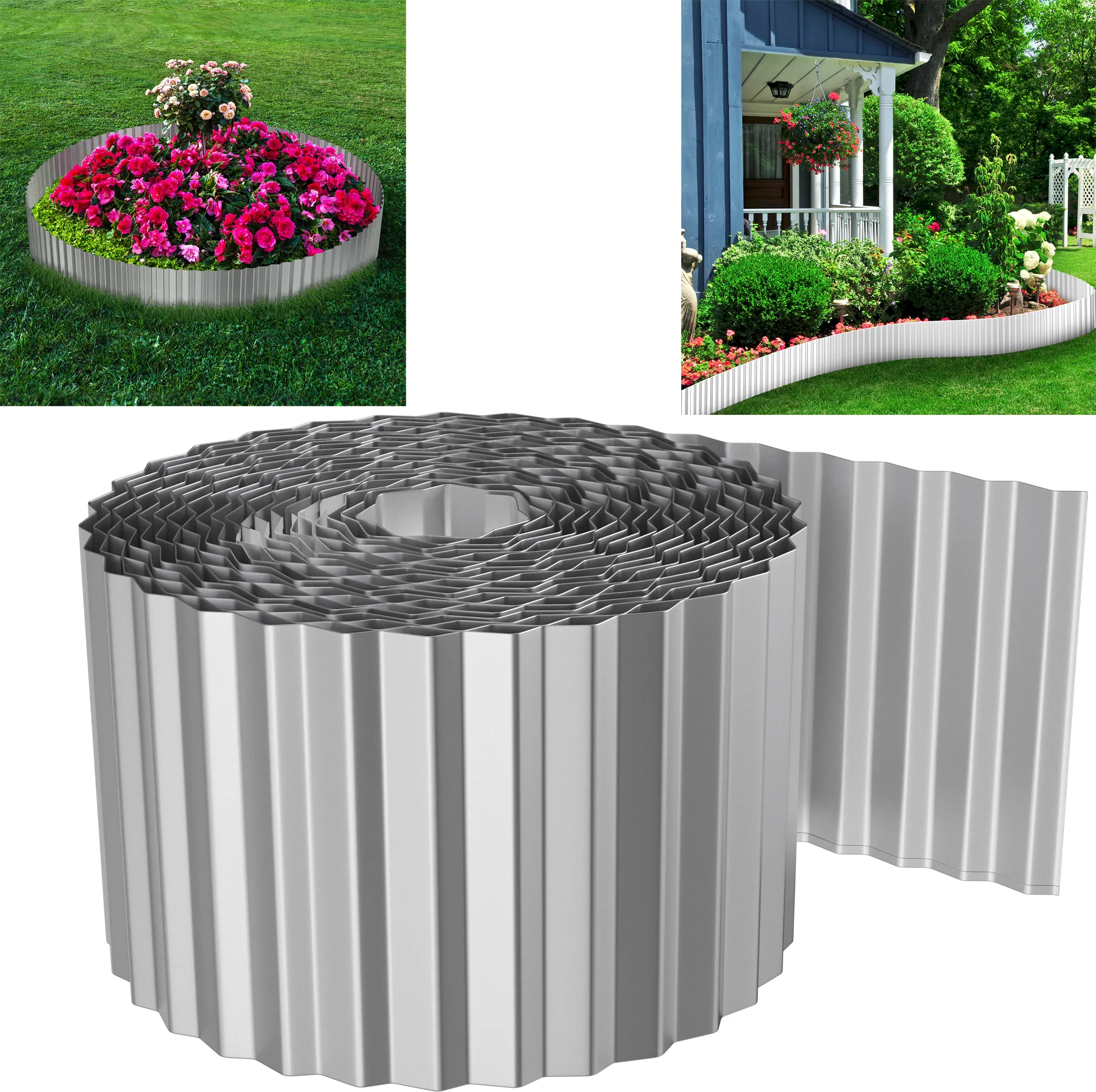 Recinto Per Prato E Aiuole Relaxdays – Bordo Antiradice In Ferro Zincato, Altezza 16 Cm X Lunghezza 12 M, Spessore 0,2 Cm, Argentato, Ideale Per Giardino E Sentieri
